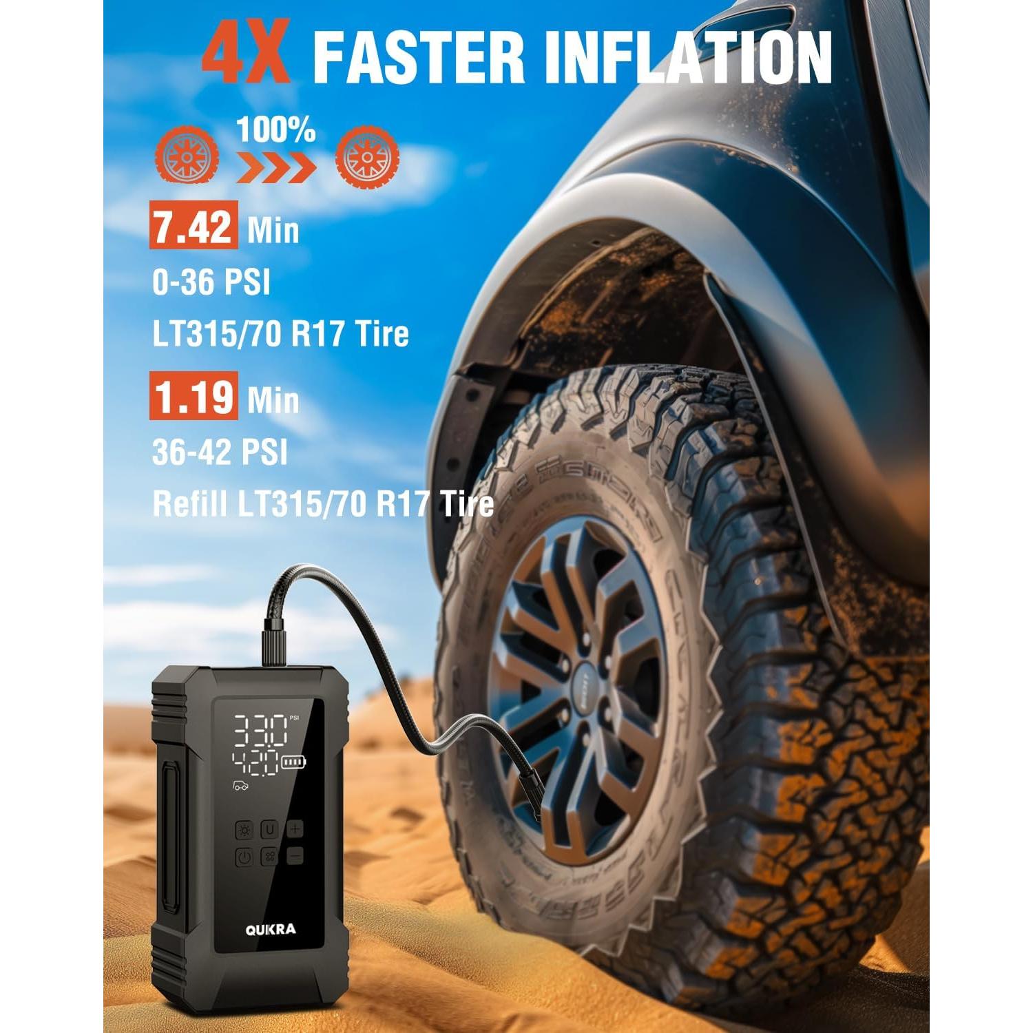 Compresor de Aire Portátil Quikra NW08 Doble Cilindro 150 PSI