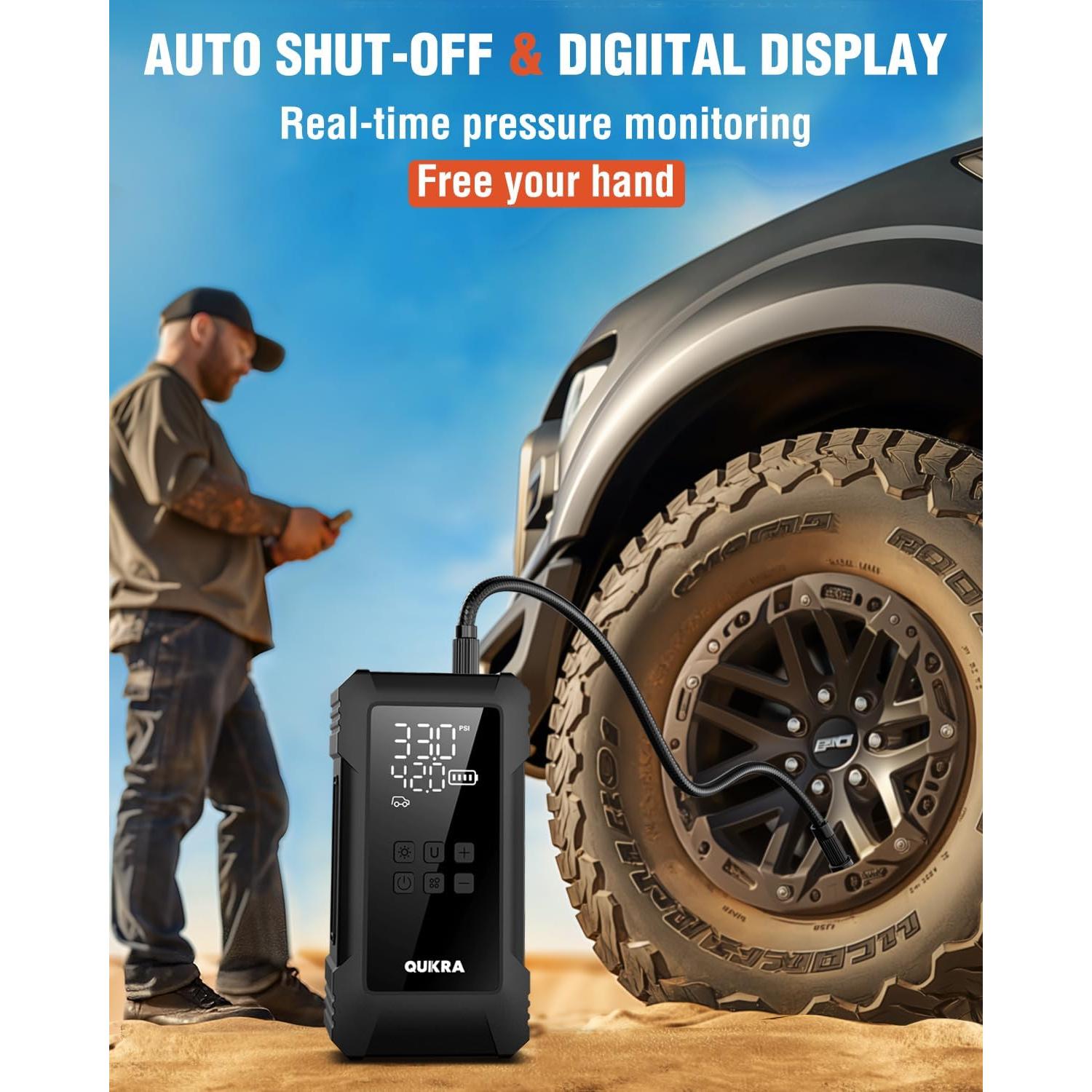 Compresor de Aire Portátil Quikra NW08 Doble Cilindro 150 PSI