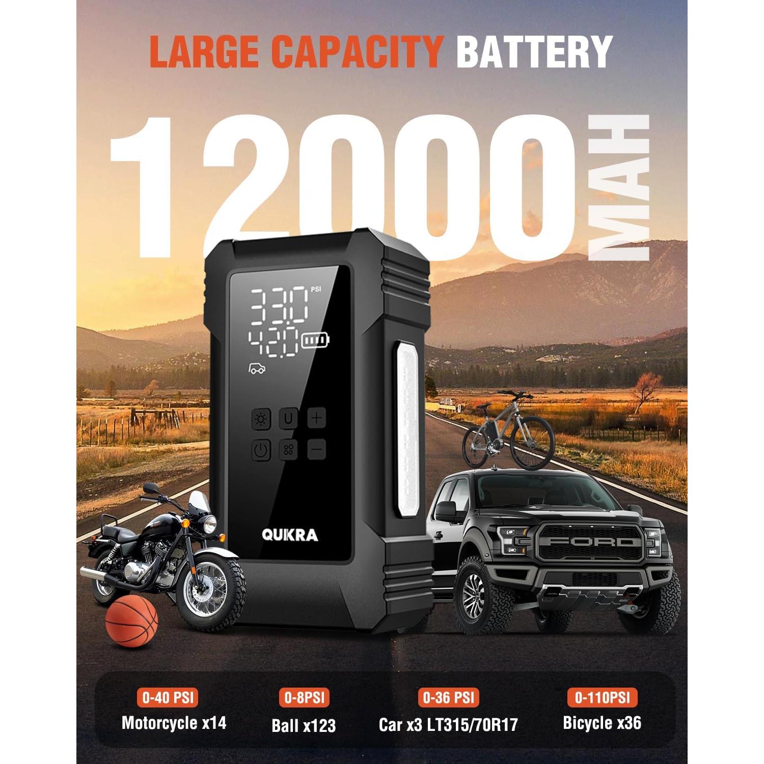 Compresor de Aire Portátil Quikra NW08 Doble Cilindro 150 PSI