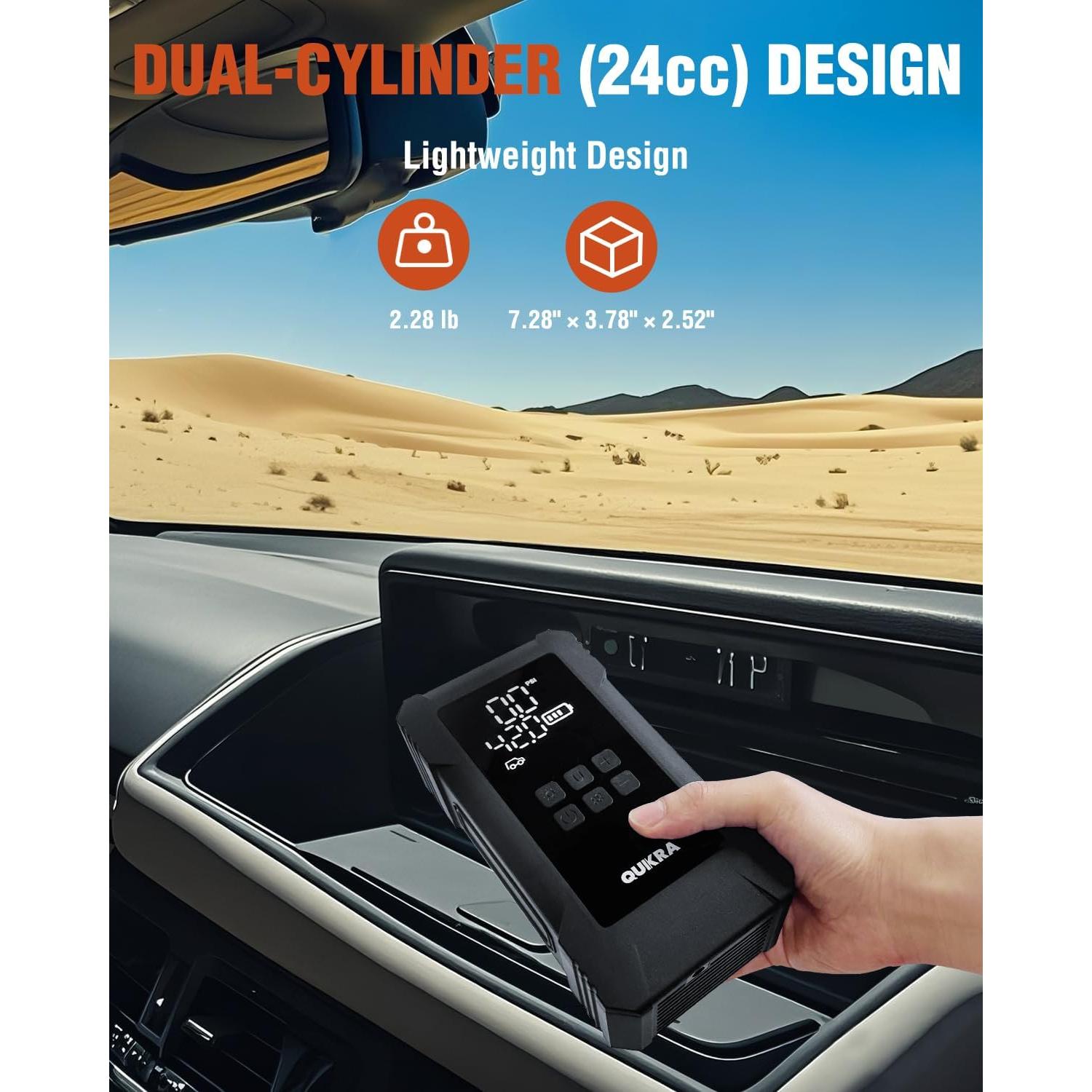 Compresor de Aire Portátil Quikra NW08 Doble Cilindro 150 PSI