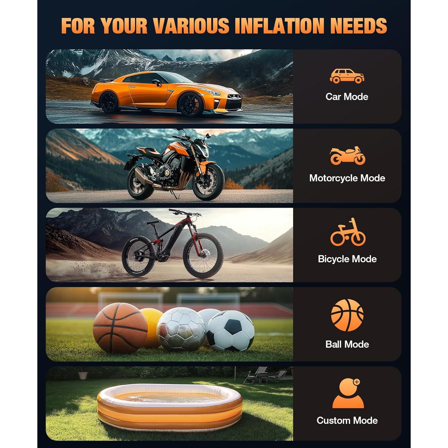 Compresor de Aire Portátil Bedee 150 PSI con Manómetro Digital