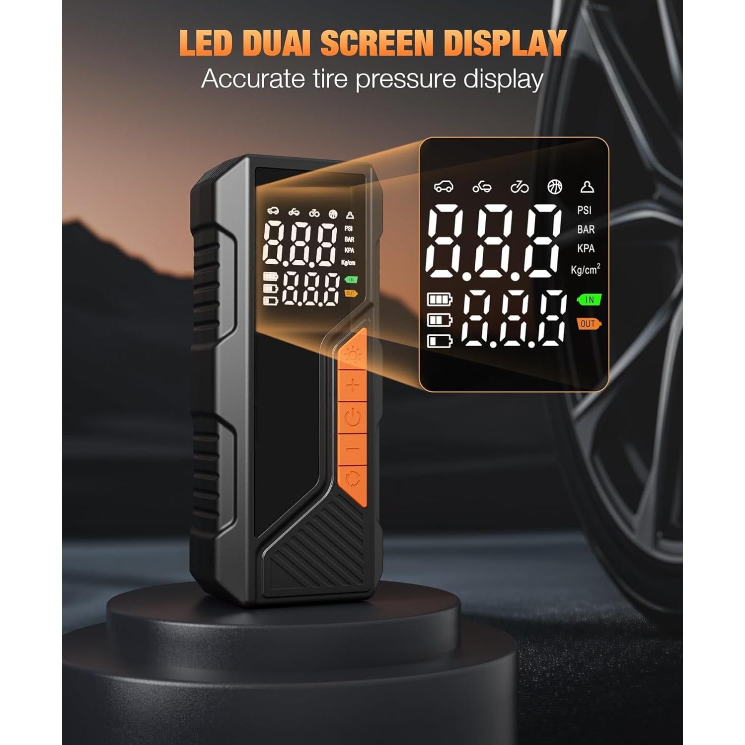 Compresor de Aire Portátil Bedee 150 PSI con Manómetro Digital