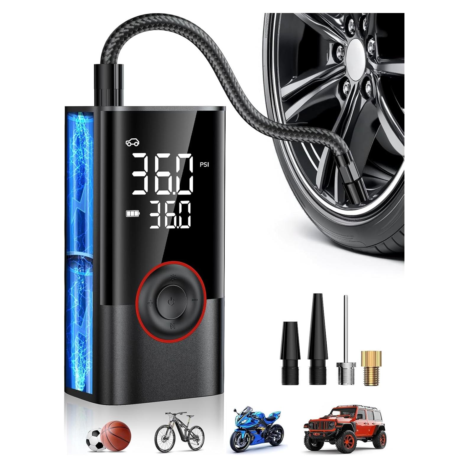 Compresor de Aire Portátil OMQ ATJ005, 150 PSI, Batería 10000 mAh