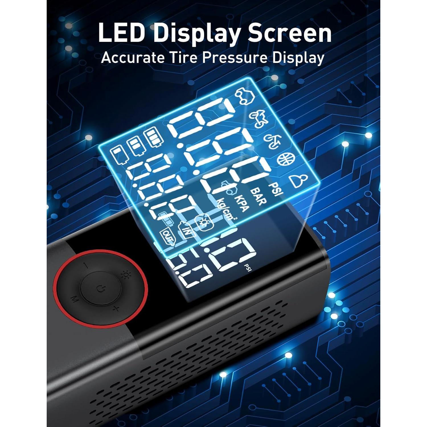 Compresor de Aire Portátil OMQ ATJ005, 150 PSI, Batería 10000 mAh