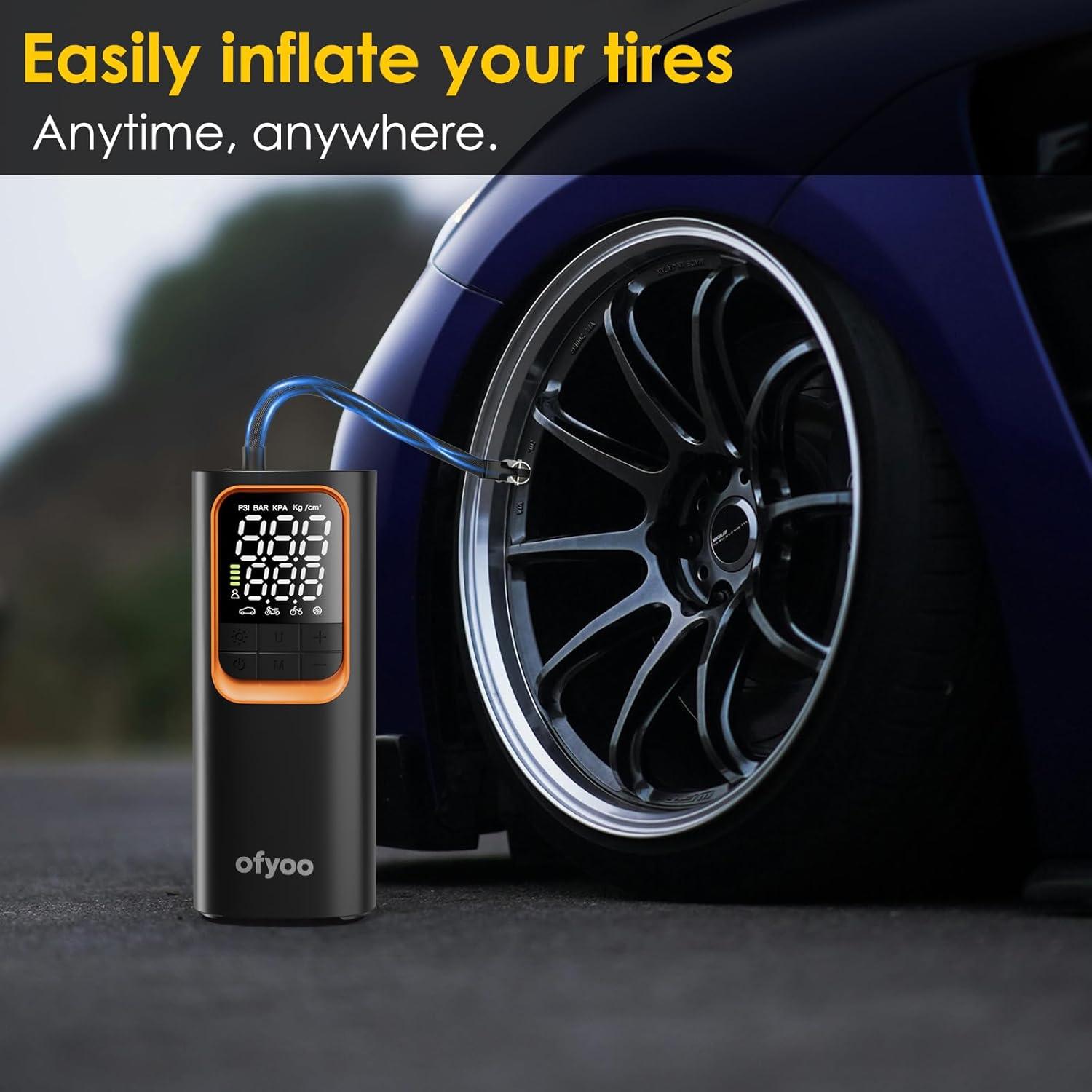 Compresor de Aire Portátil OFYOO CQB-T10 170 PSI Batería LED