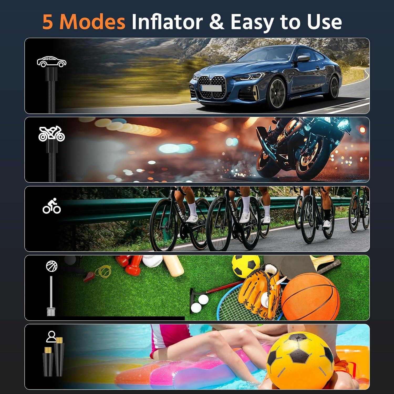 Inflador Portátil KONNETOO 150 PSI Bomba de Aire Automática