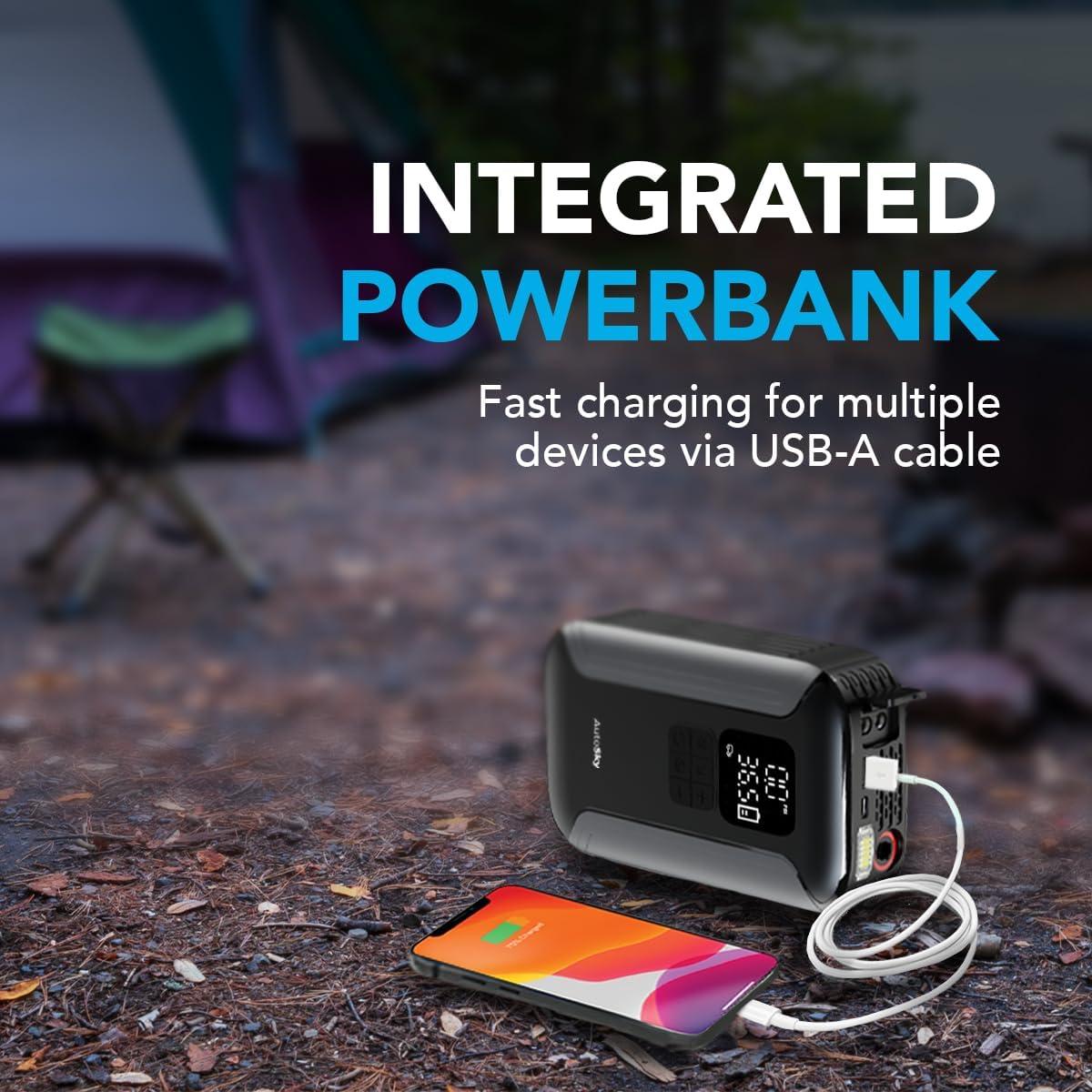 Arrancador de Salto 2-en-1 AutoSky con Compresor de Aire 160 PSI