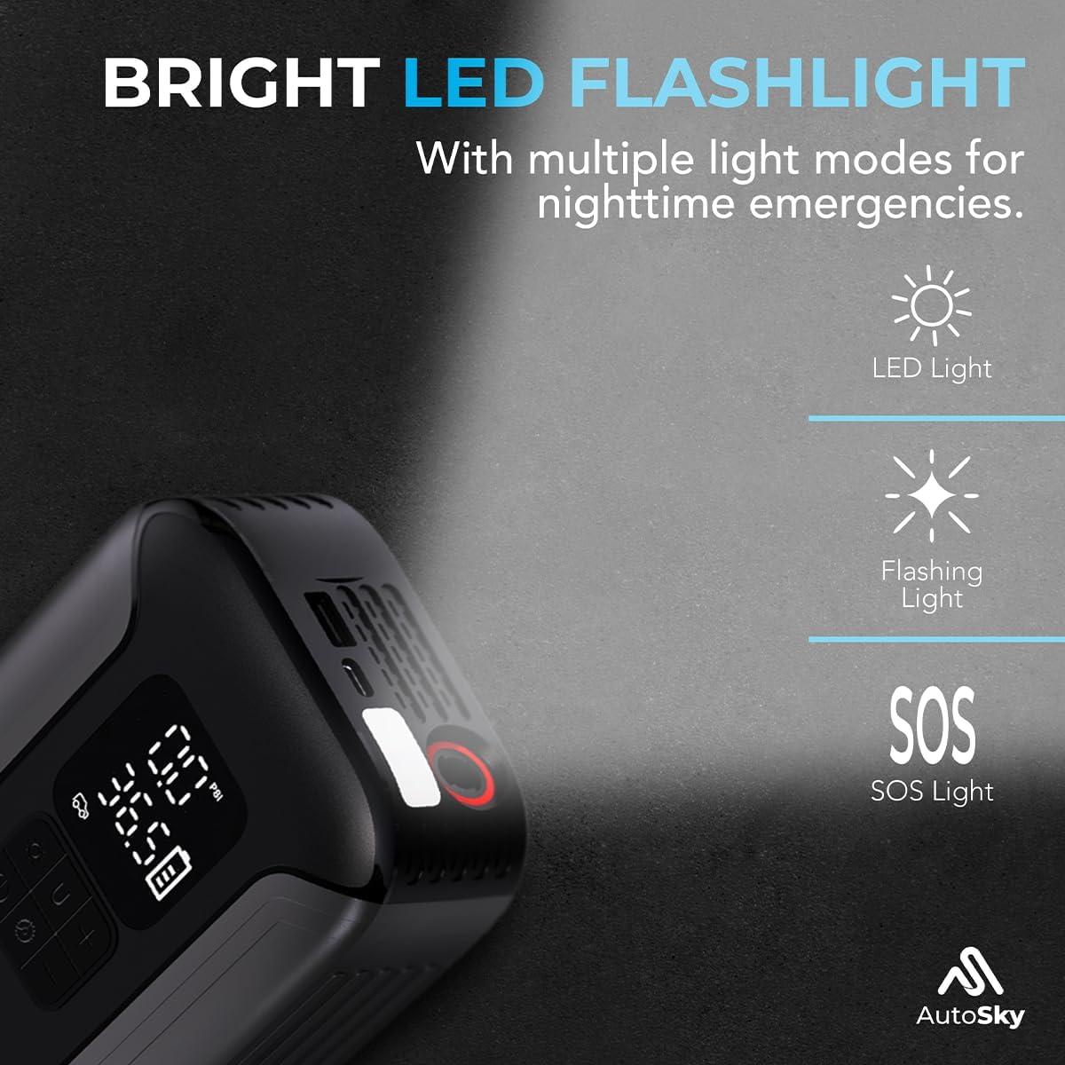 Arrancador de Salto 2-en-1 AutoSky con Compresor de Aire 160 PSI