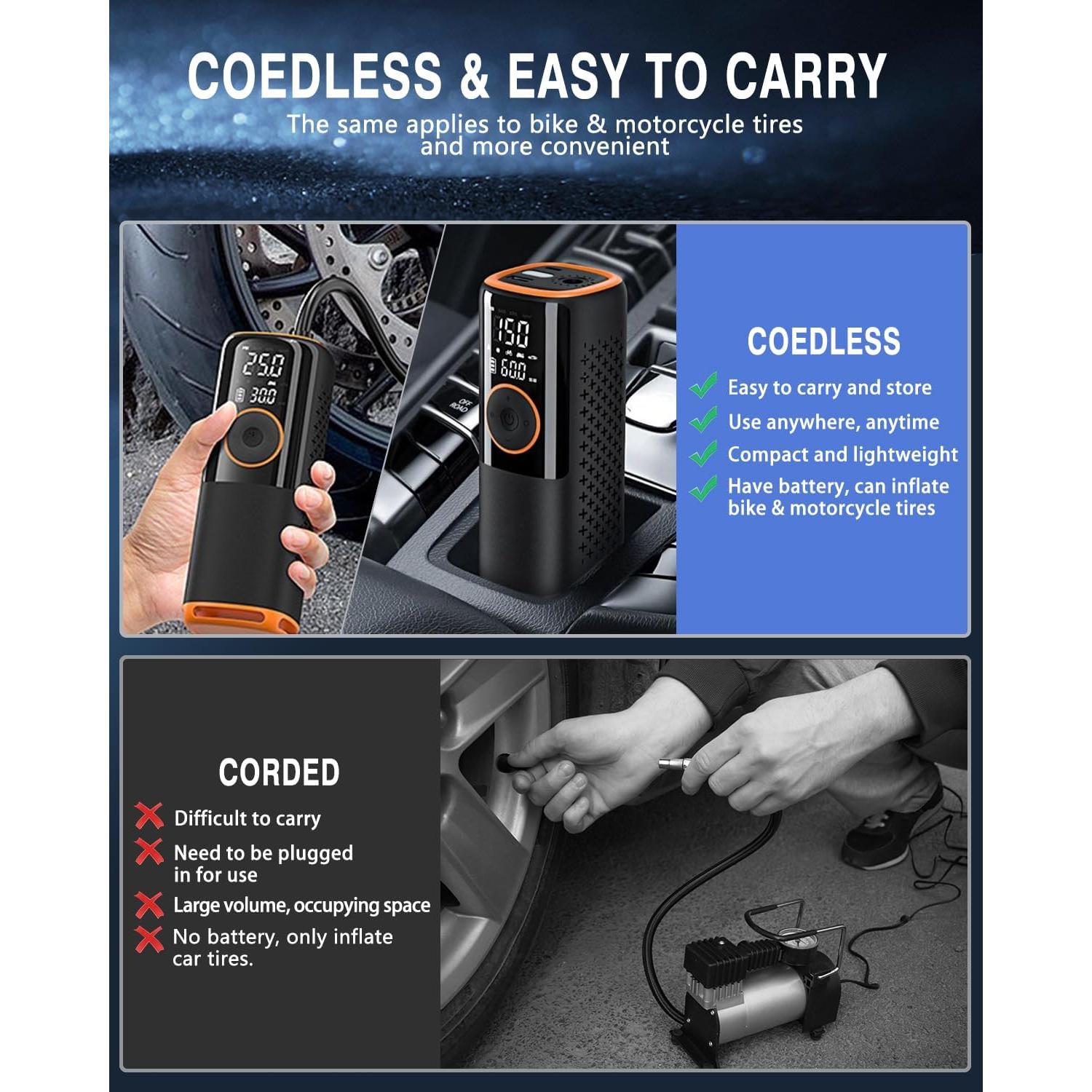 Compresor de Aire Portátil CalKoo YS001-P 15000mAh 160PSI