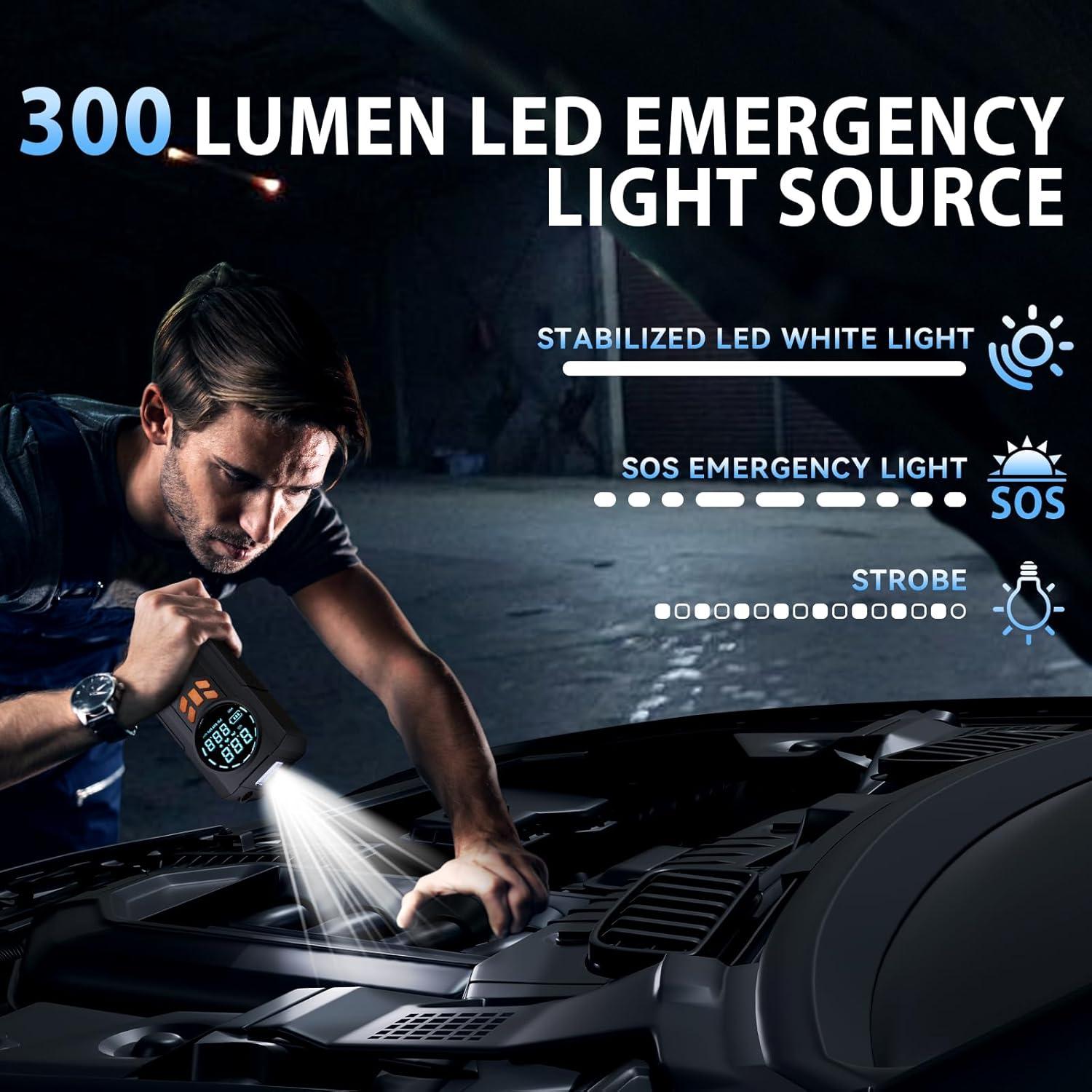 Arrancador de Batería Portátil WNDFLV JN-088D 5000A con Compresor