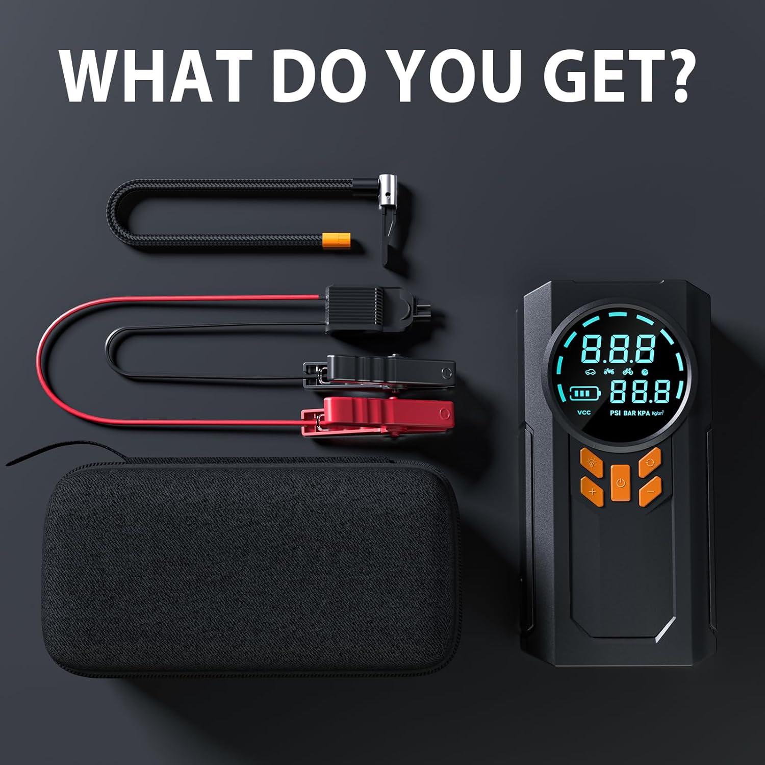 Arrancador de Batería Portátil WNDFLV JN-088D 5000A con Compresor