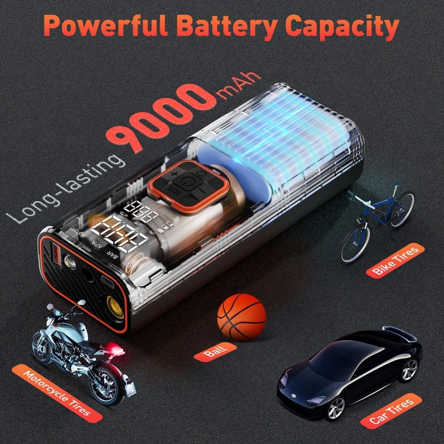 Compresor de Aire Portátil Lazyshine QB-301B-B 9000mAh 12V