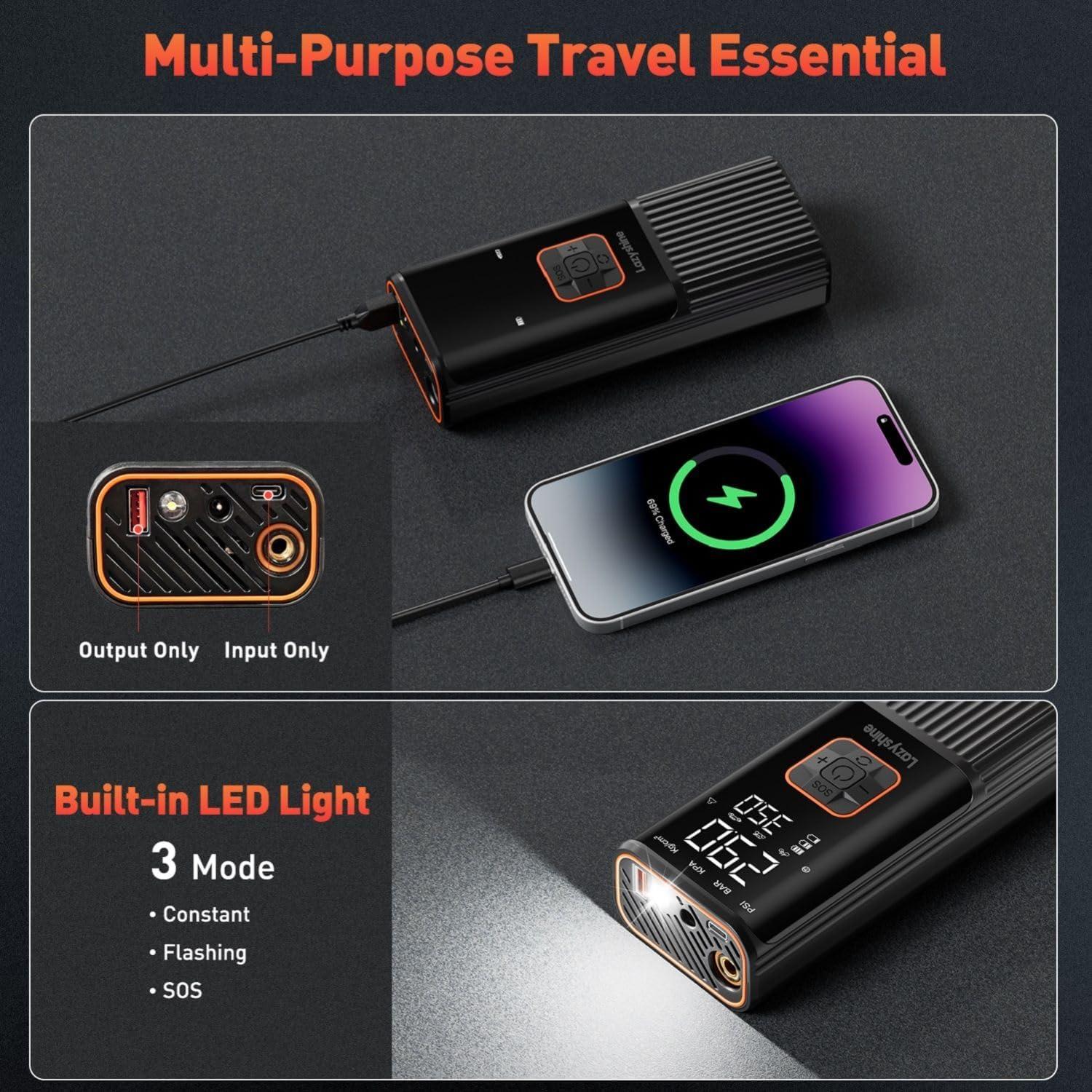 Compresor de Aire Portátil Lazyshine QB-301B-B 9000mAh 12V