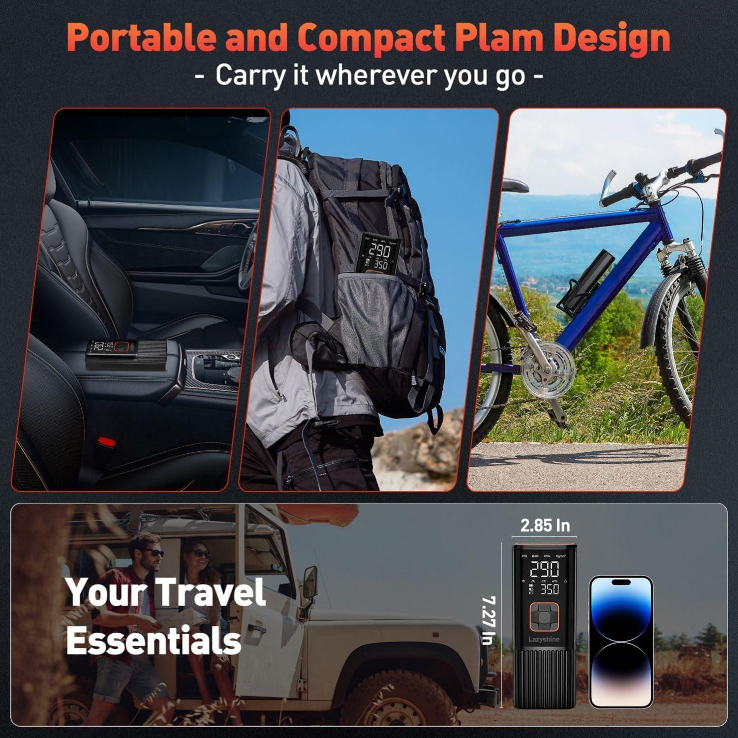 Compresor de Aire Portátil Lazyshine QB-301B-B 9000mAh 12V