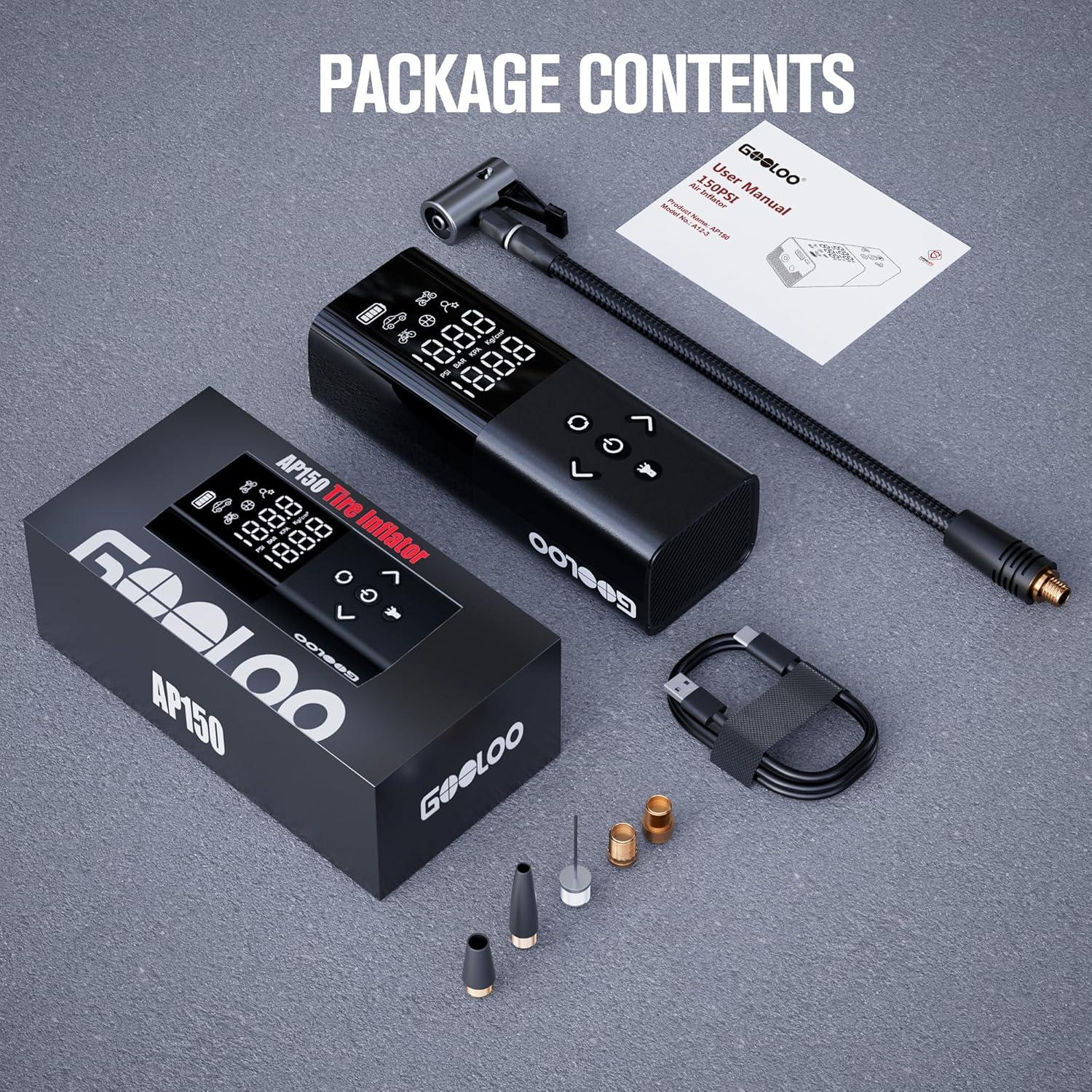 Compresor de Aire Portátil GOOLOO AP150 150PSI Bomba Inalámbrica