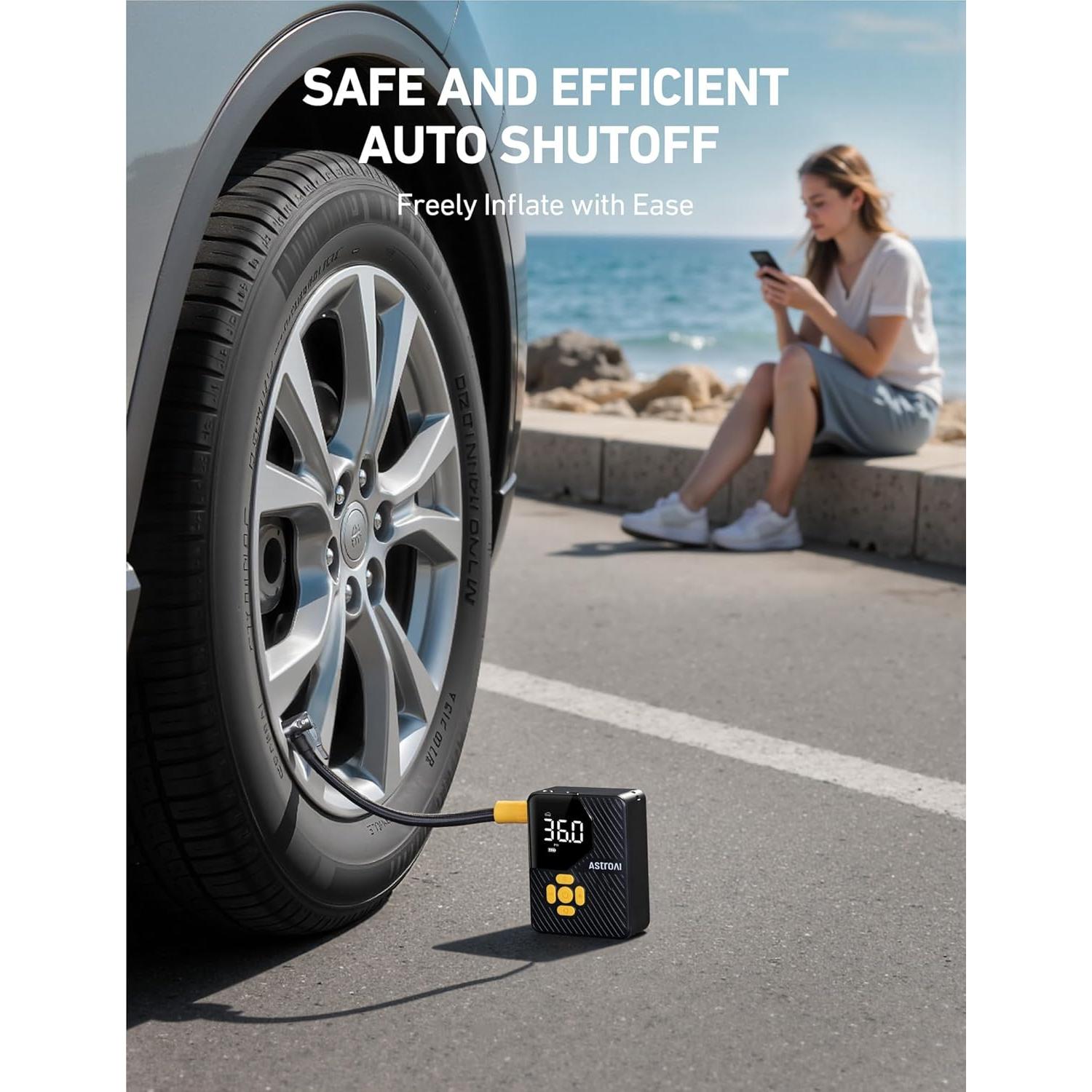 Compresor de Aire Portátil AstroAI L7 Mini 150 PSI Amarillo