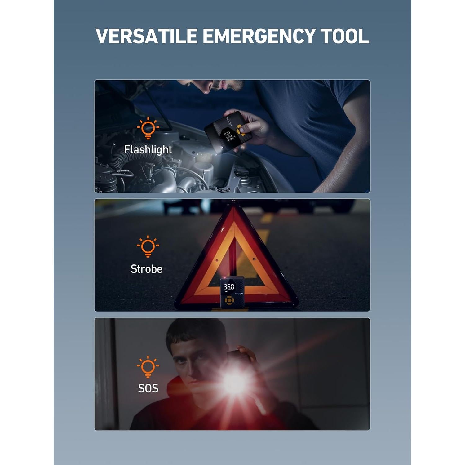 Compresor de Aire Portátil AstroAI L7 Mini 150 PSI Amarillo