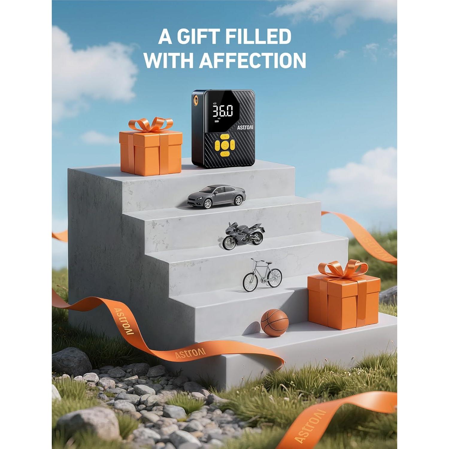 Compresor de Aire Portátil AstroAI L7 Mini 150 PSI Amarillo