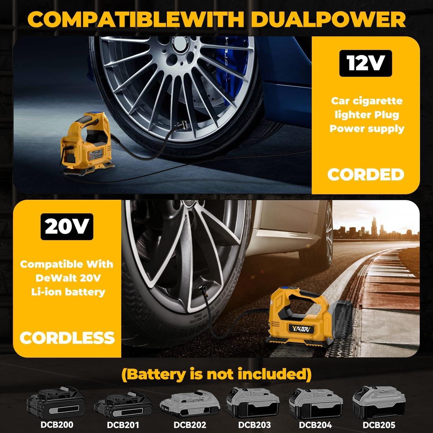 Compresor de Aire Portátil YAWV 20V Max 160PSI con Manómetro