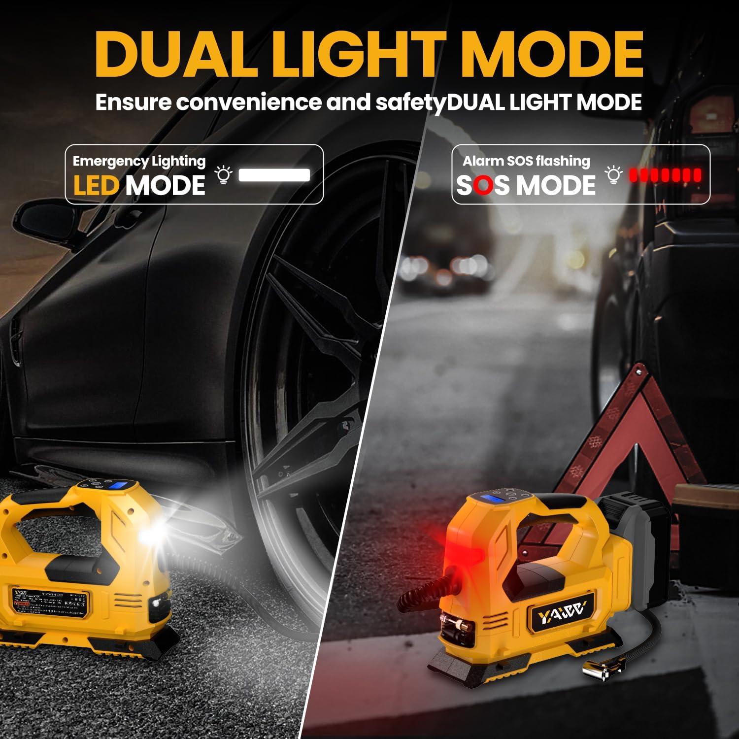 Compresor de Aire Portátil YAWV 20V Max 160PSI con Manómetro