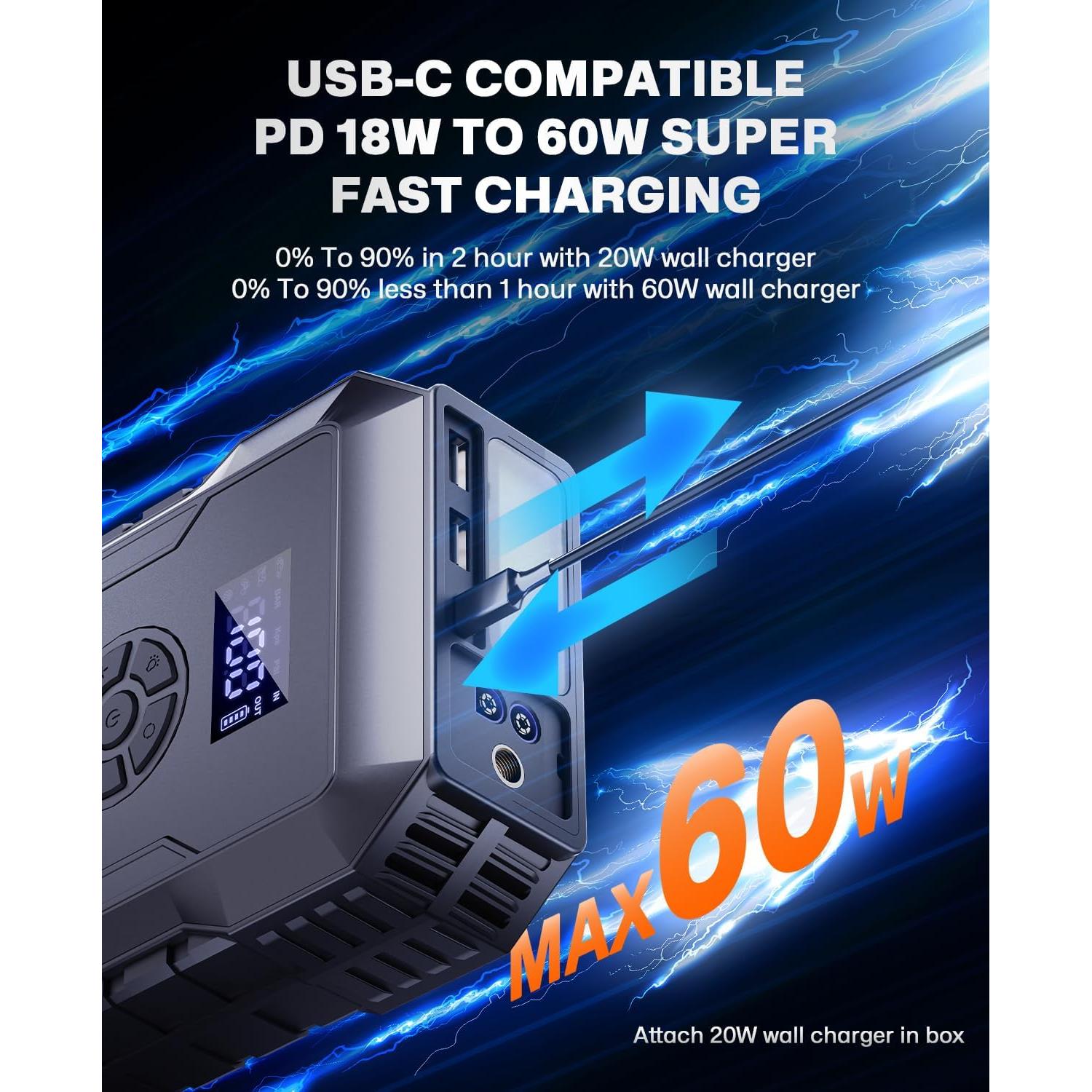 Arrancador de Batería Portátil Amplyn A50 con Compresor 160PSI