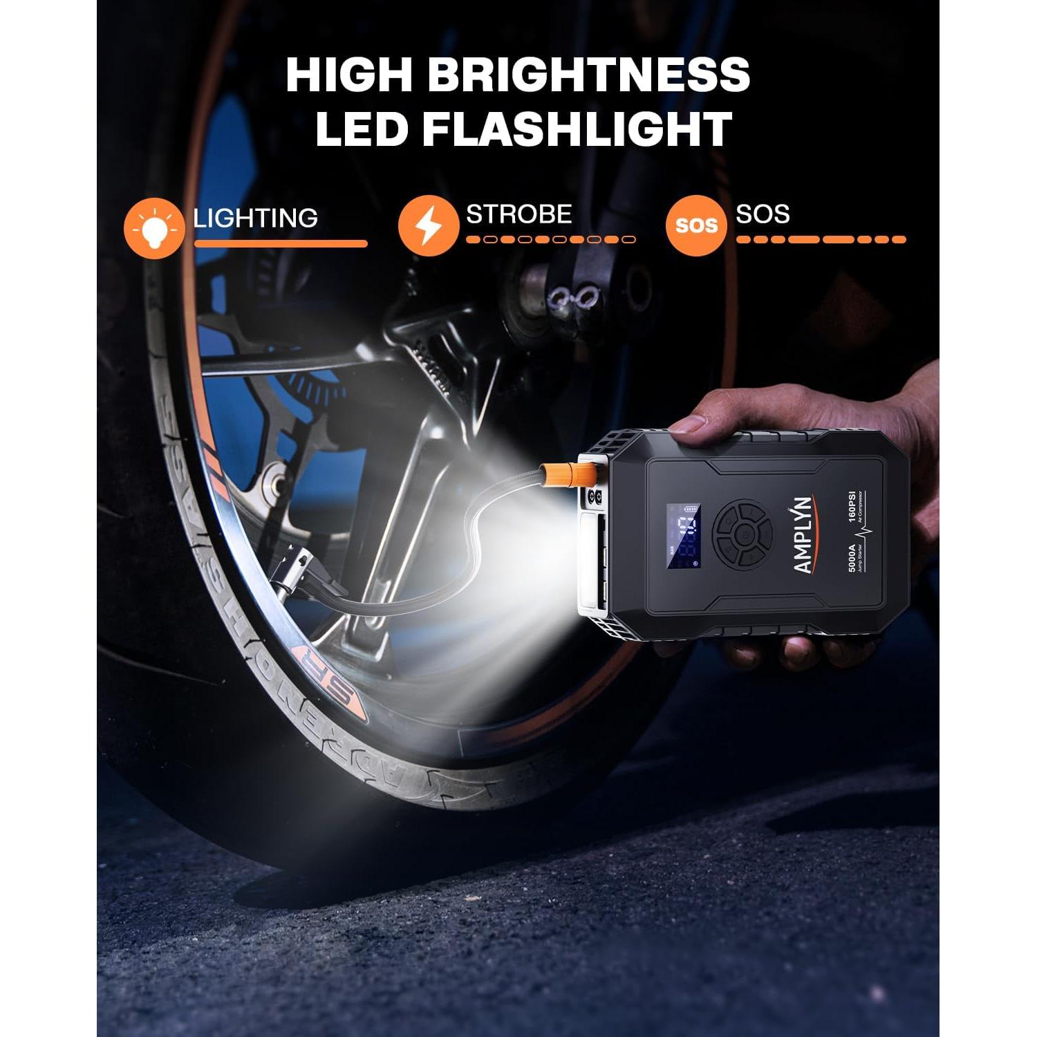 Arrancador de Batería Portátil Amplyn A50 con Compresor 160PSI