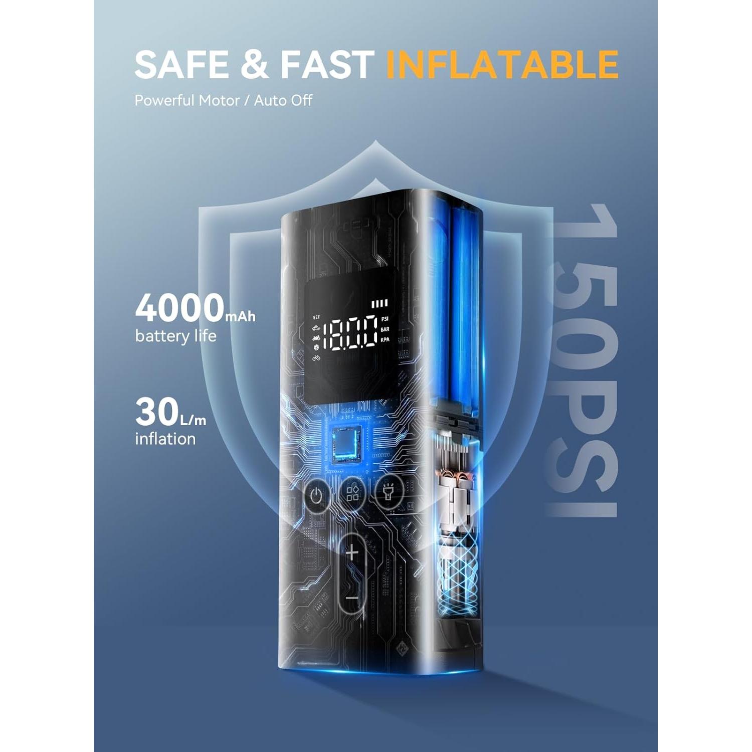 Compresor de Aire Portátil AIRSURE 150 PSI Inalámbrico