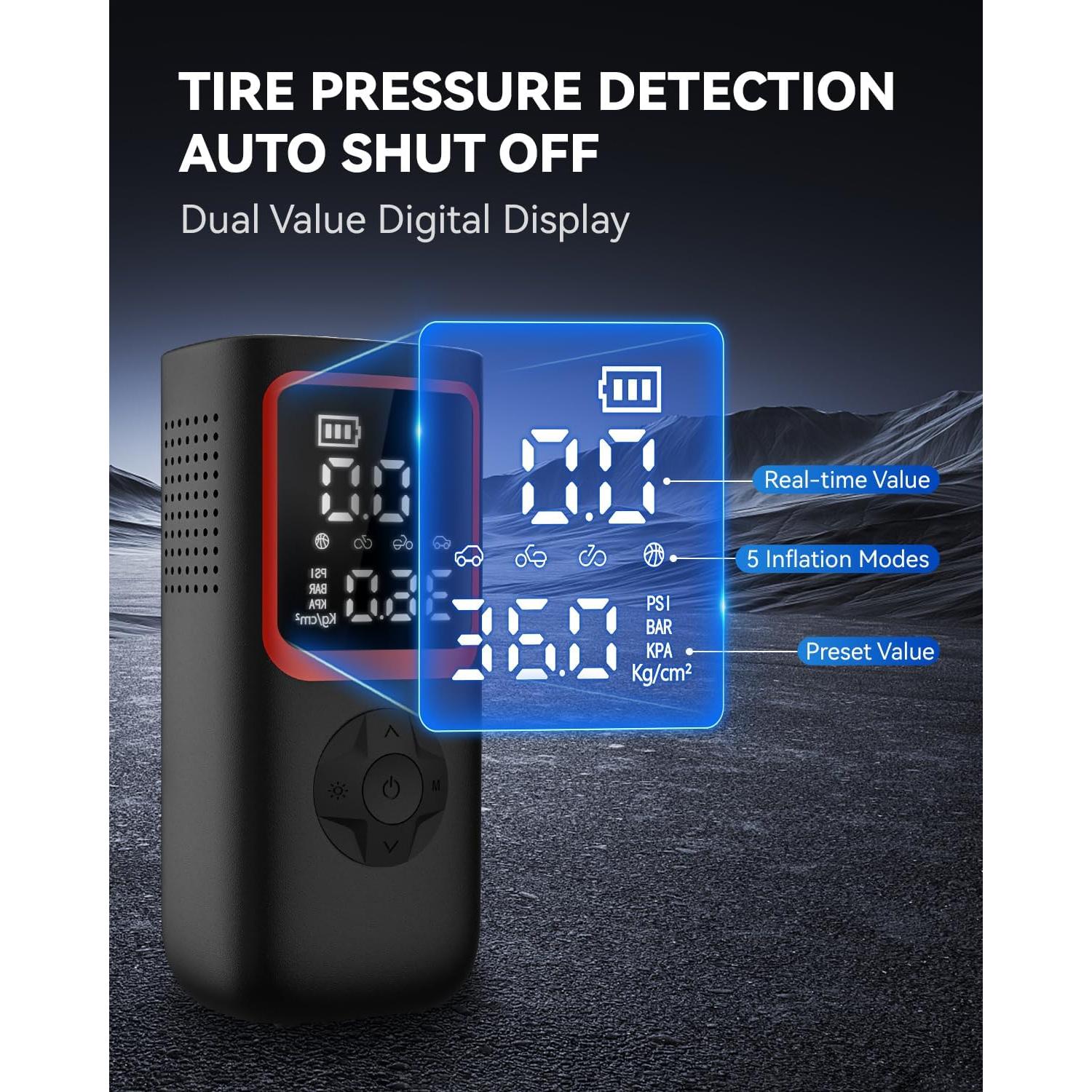 Compresor de Aire Portátil KOLTGOO 150 PSI Inflador Rápido