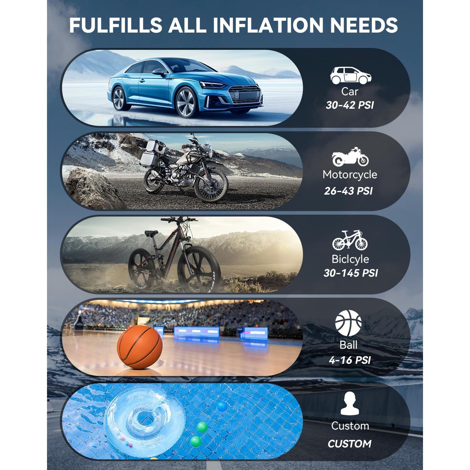 Compresor de Aire Portátil KOLTGOO 150 PSI Inflador Rápido