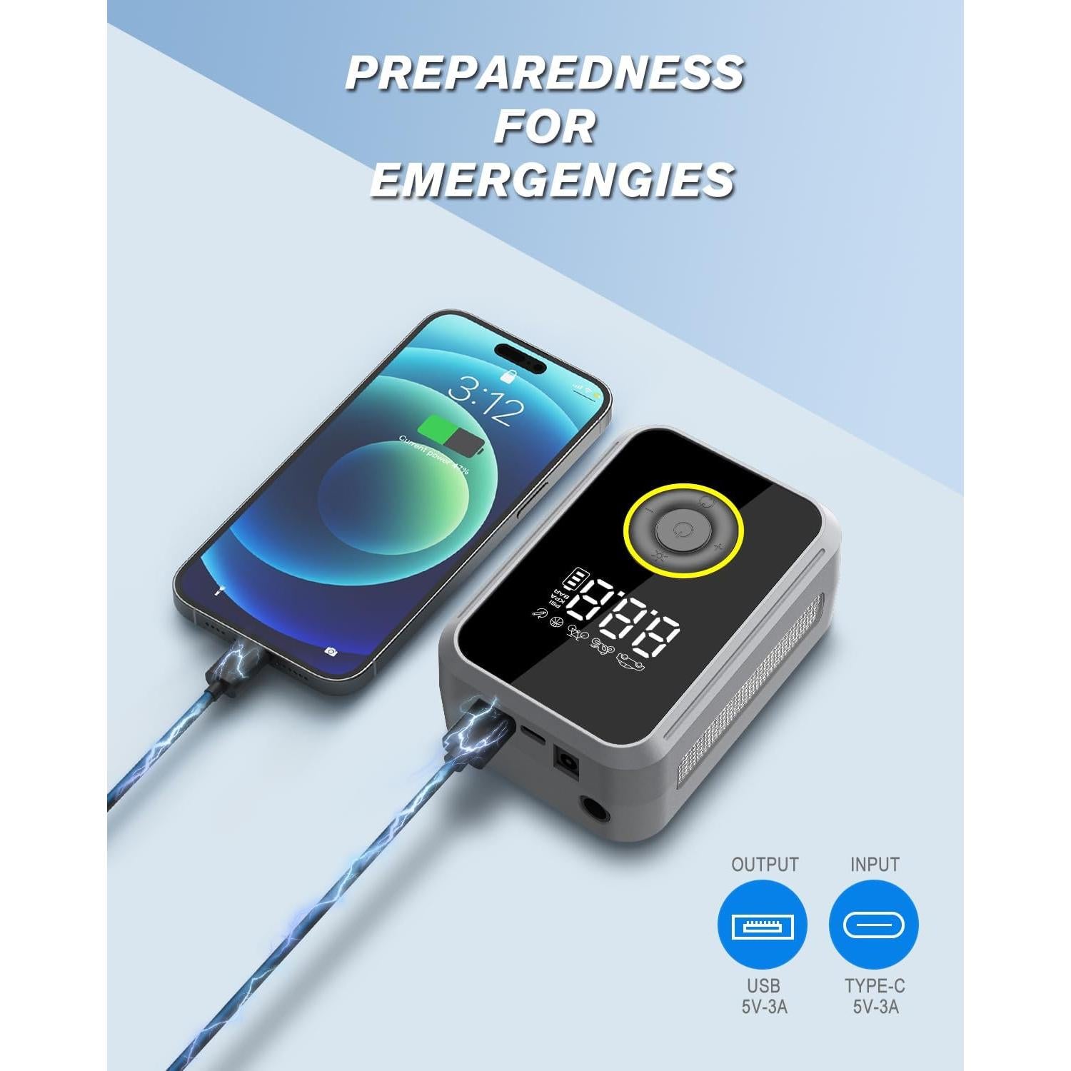 Bomba de Aire Portátil ZXNcar 12V Recargable 200PSI Inflador