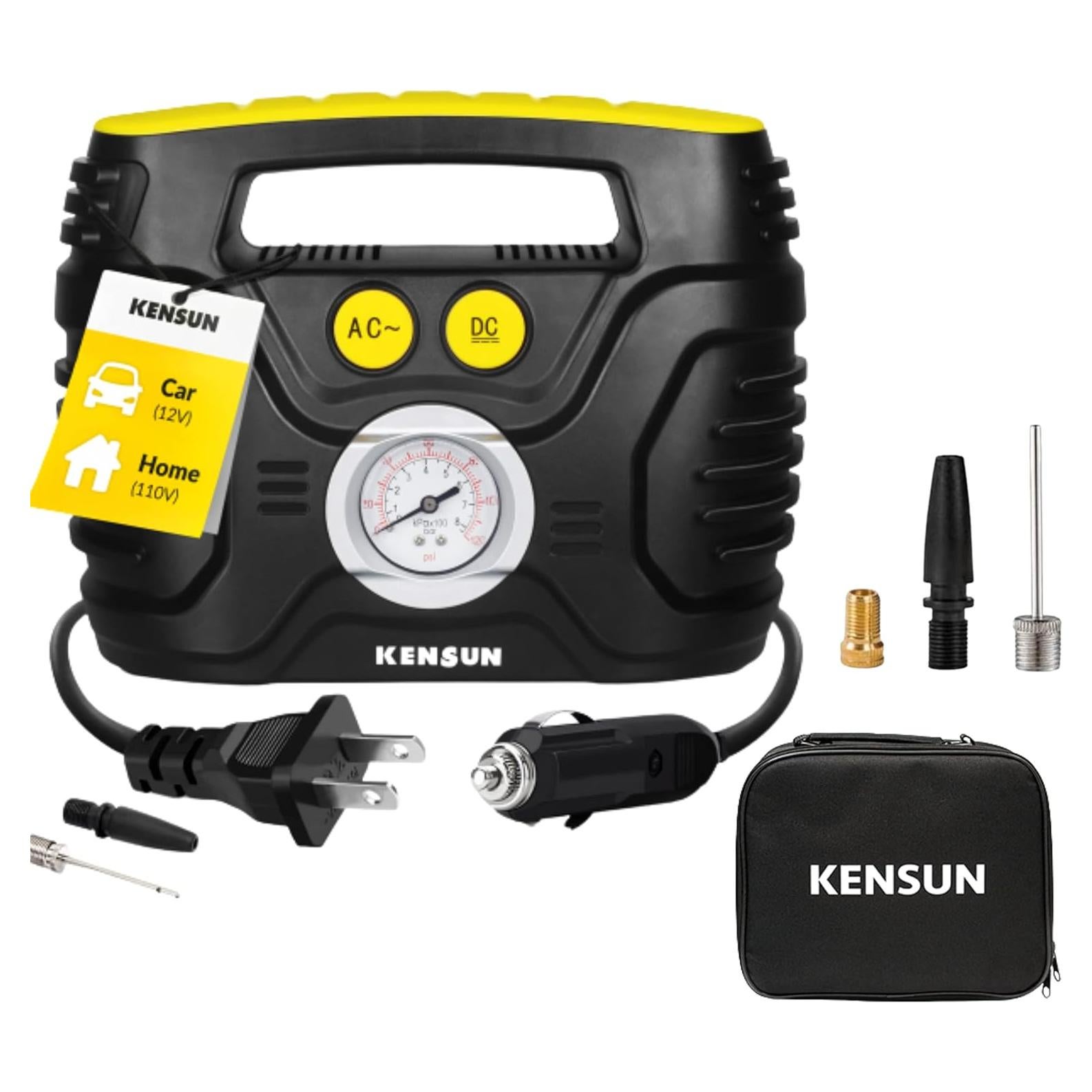 Compresor de Aire Portátil Kensun 12V/110V 100 PSI Inflador