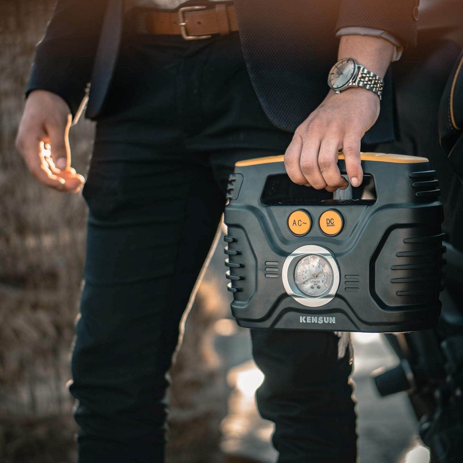 Compresor de Aire Portátil Kensun 12V/110V 100 PSI Inflador