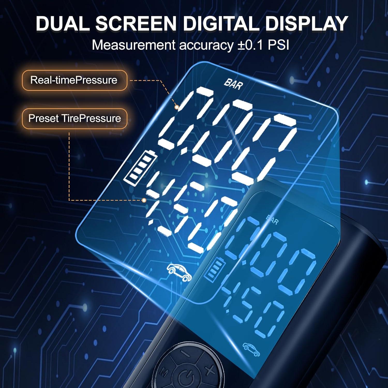 Compresor de aire portátil AULANK 150 PSI con pantalla LCD