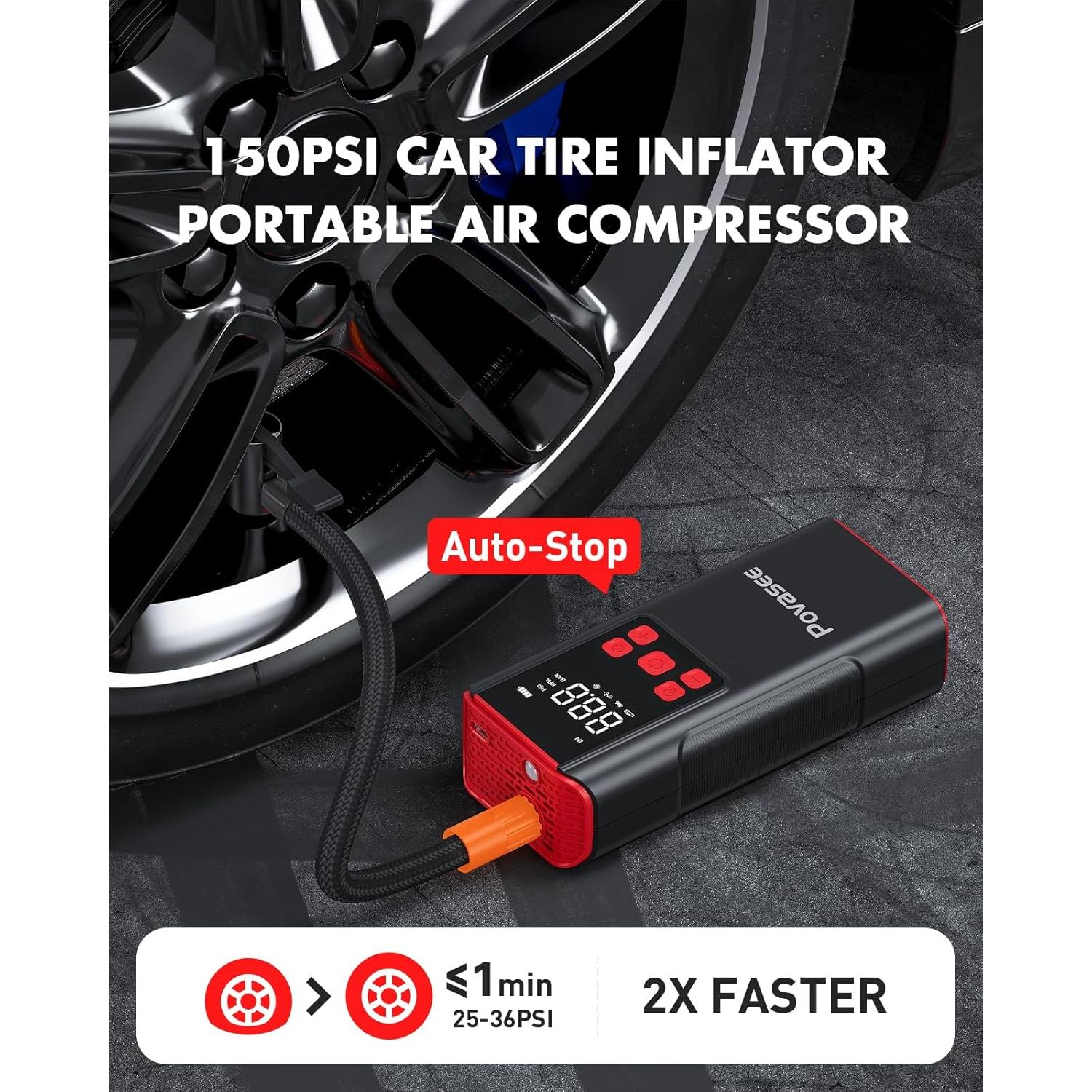 Compresor de Aire Portátil Povasee A8 150 PSI Inalámbrico