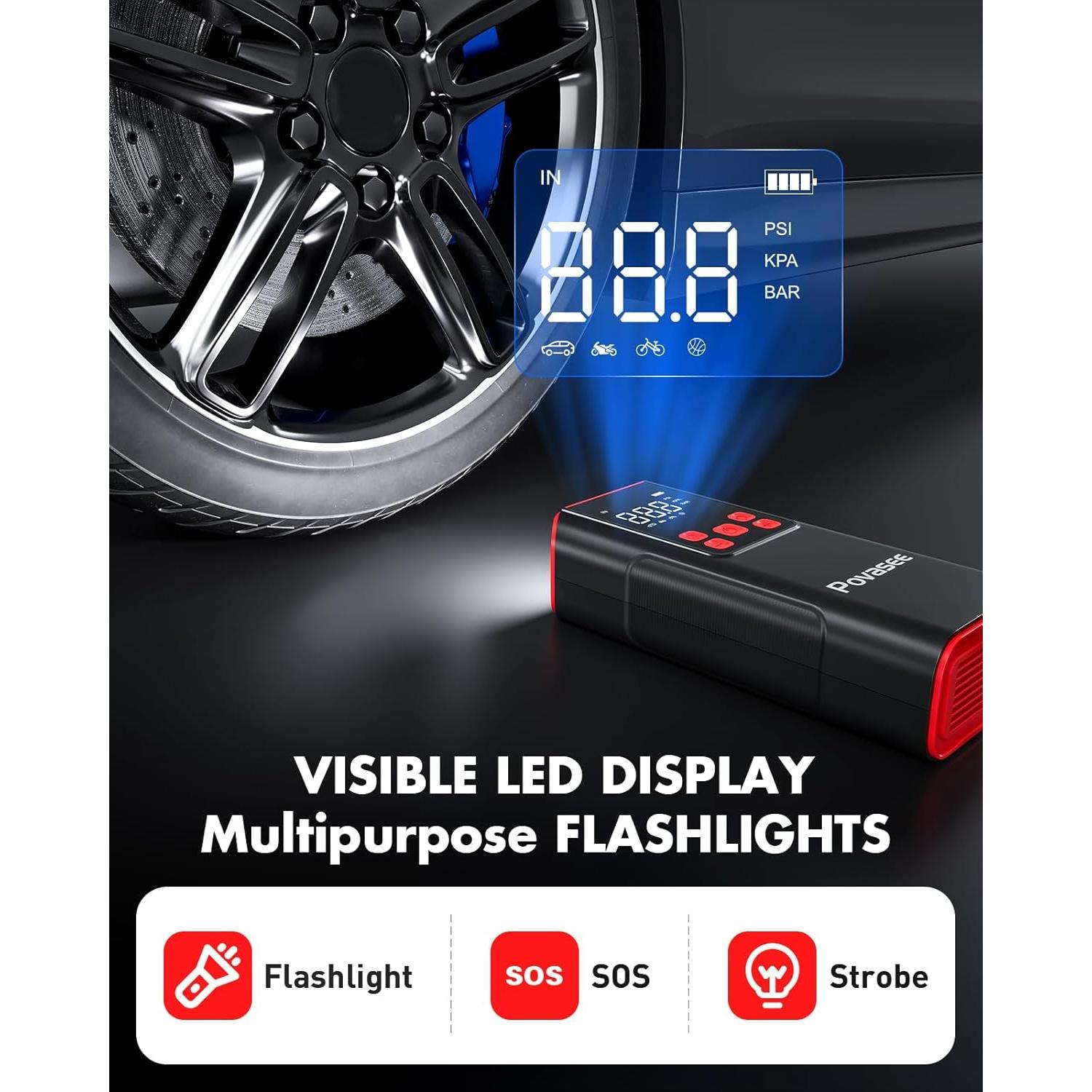 Compresor de Aire Portátil Povasee A8 150 PSI Inalámbrico