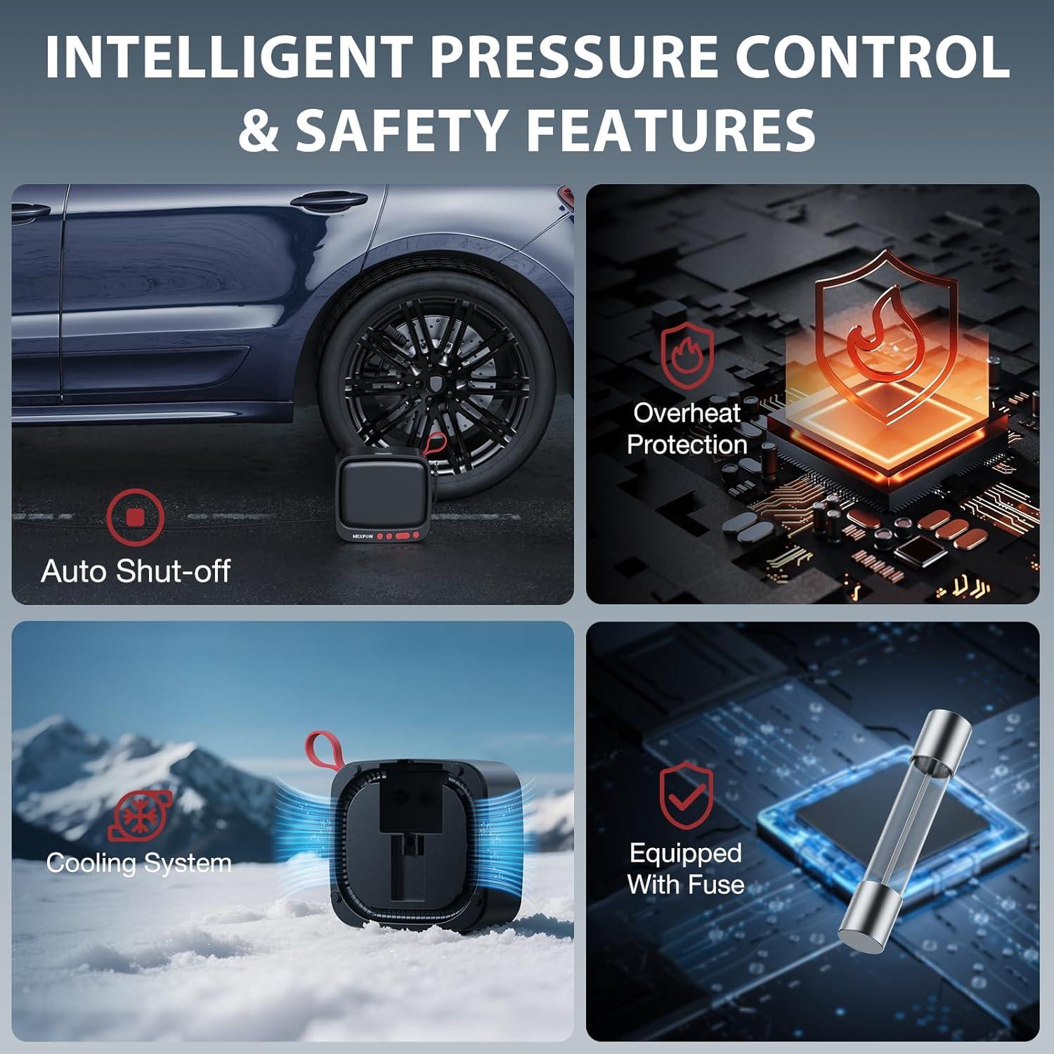 Compresor de Aire Portátil NEXPOW N19 150PSI 12V con Luz LED