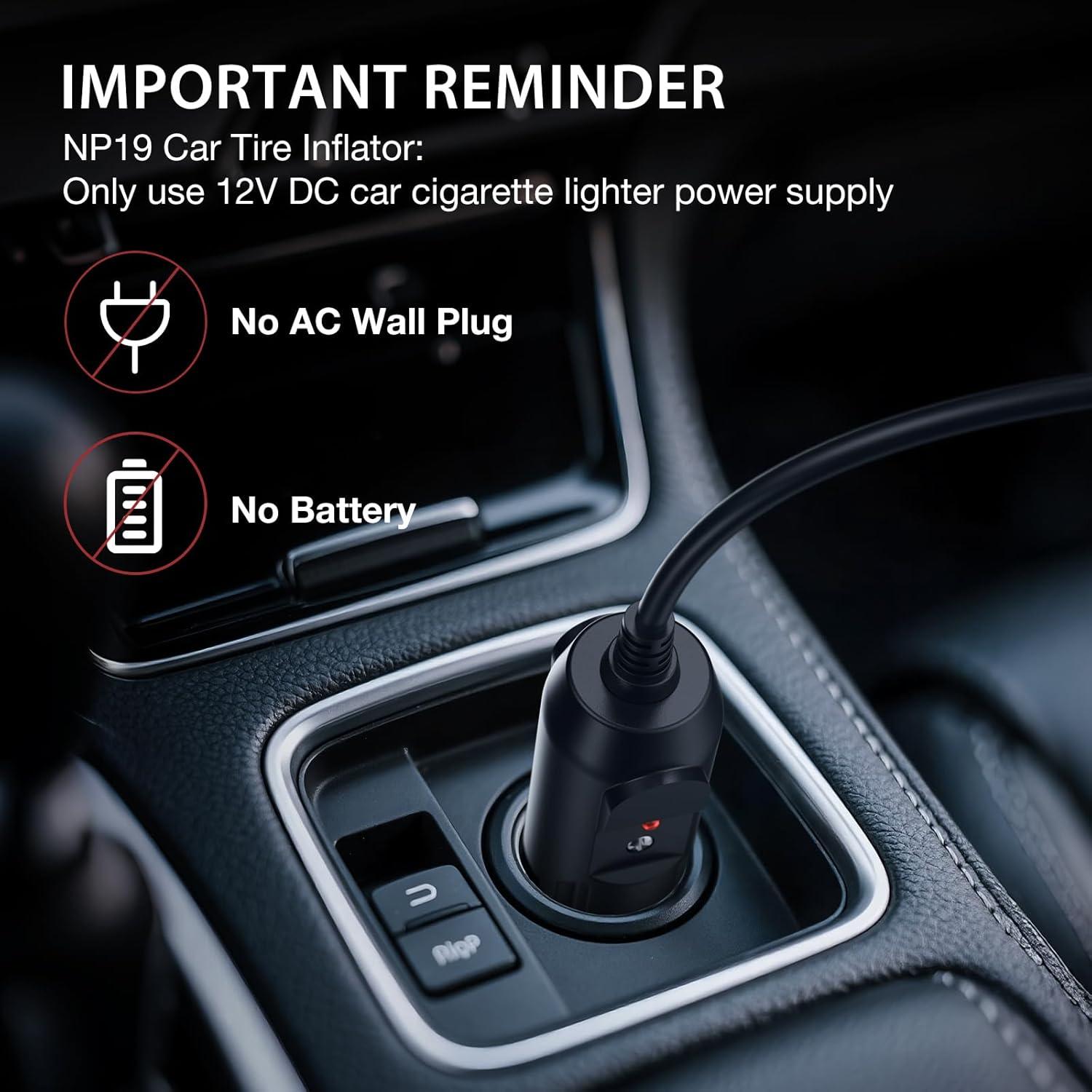 Compresor de Aire Portátil NEXPOW N19 150PSI 12V con Luz LED