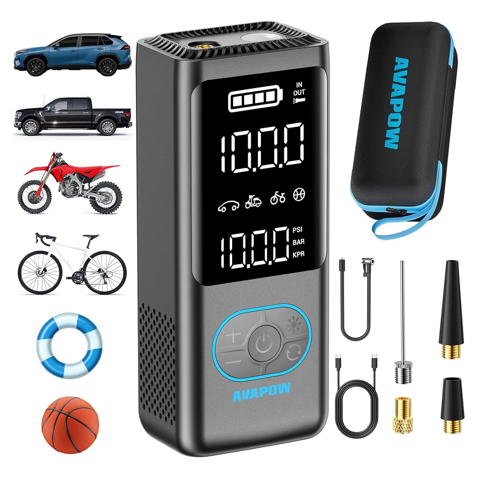 Compresor de Aire Portátil AVAPOW AP18, 150 PSI, Inalámbrico