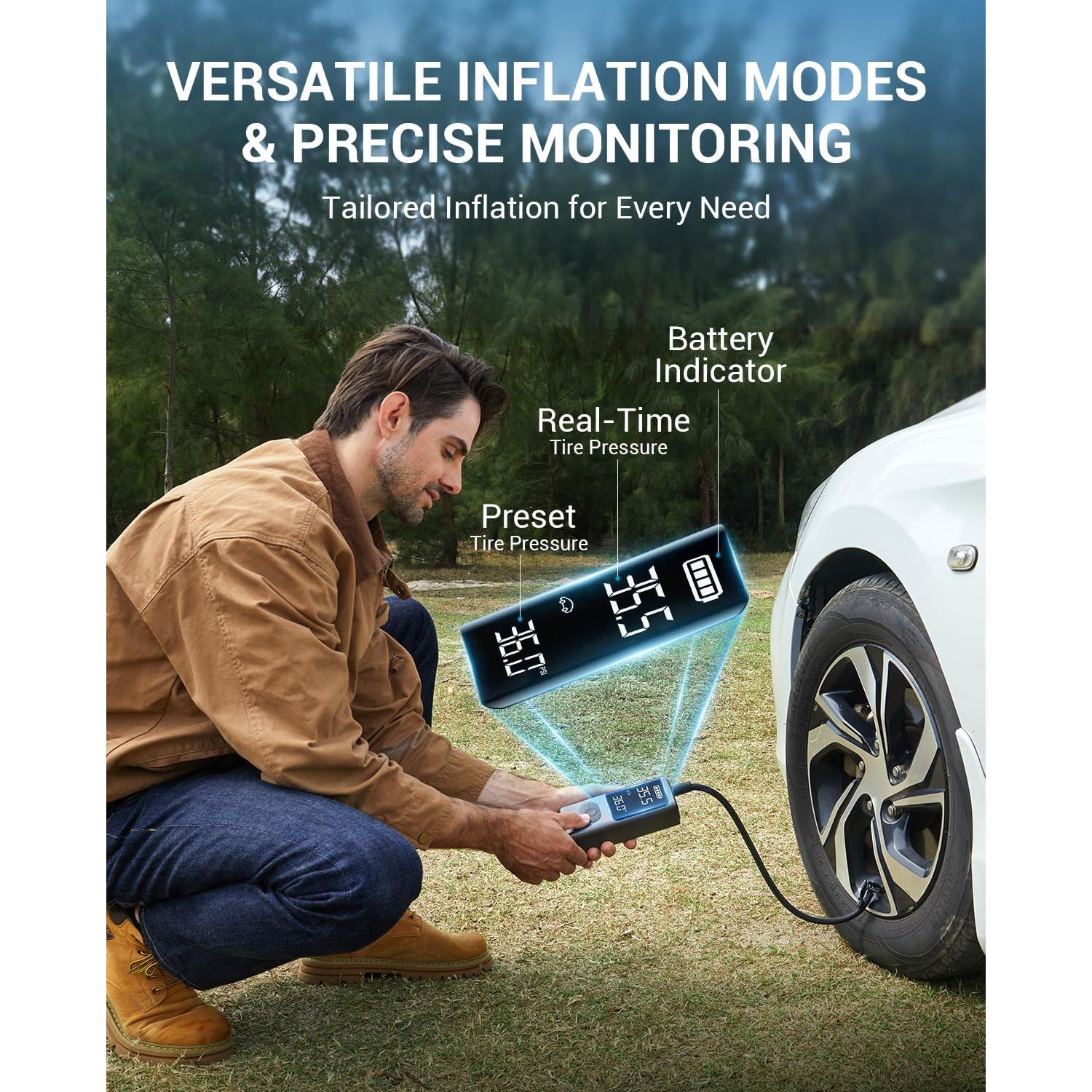 Compresor de Aire Portátil AVAPOW AP18, 150 PSI, Inalámbrico