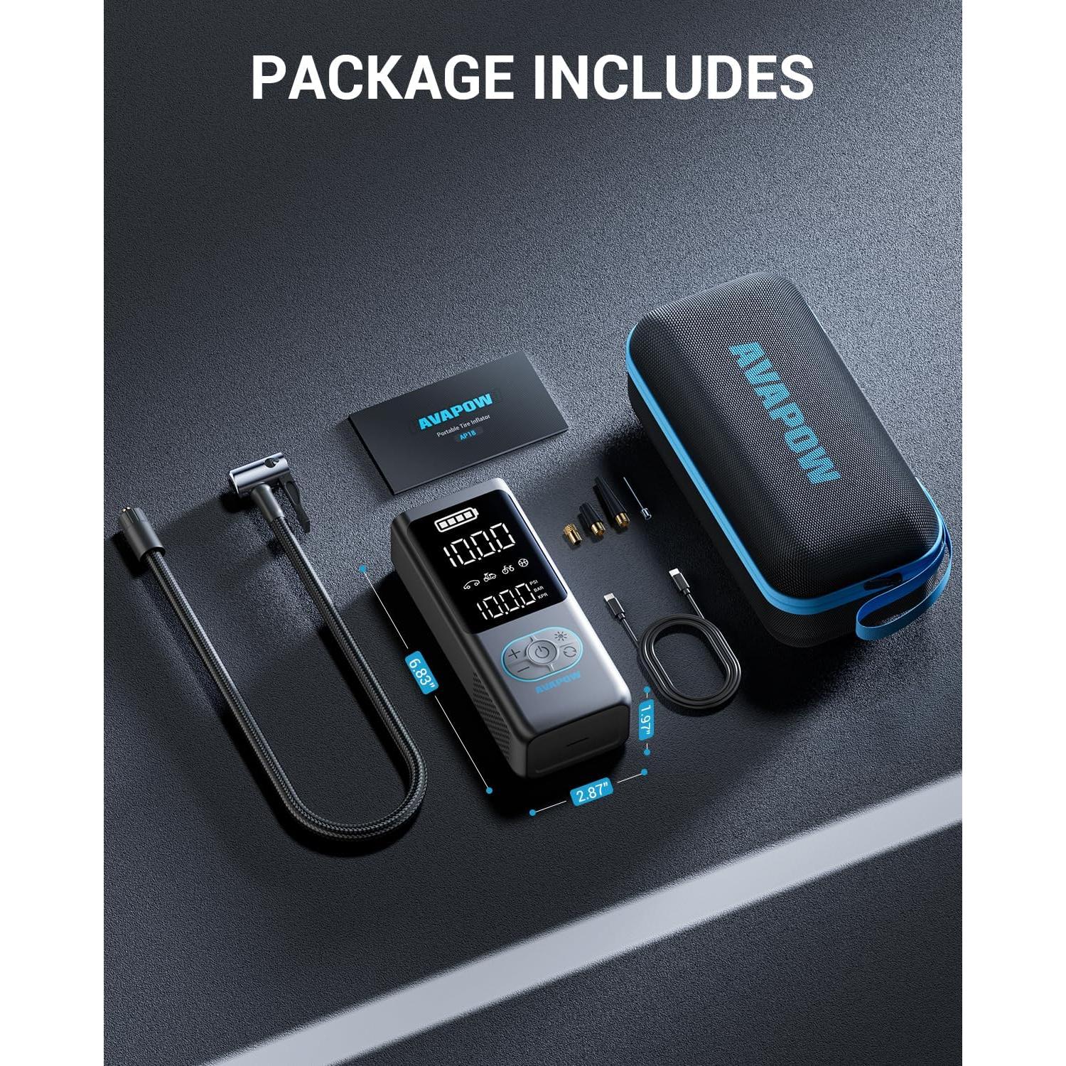 Compresor de Aire Portátil AVAPOW AP18, 150 PSI, Inalámbrico