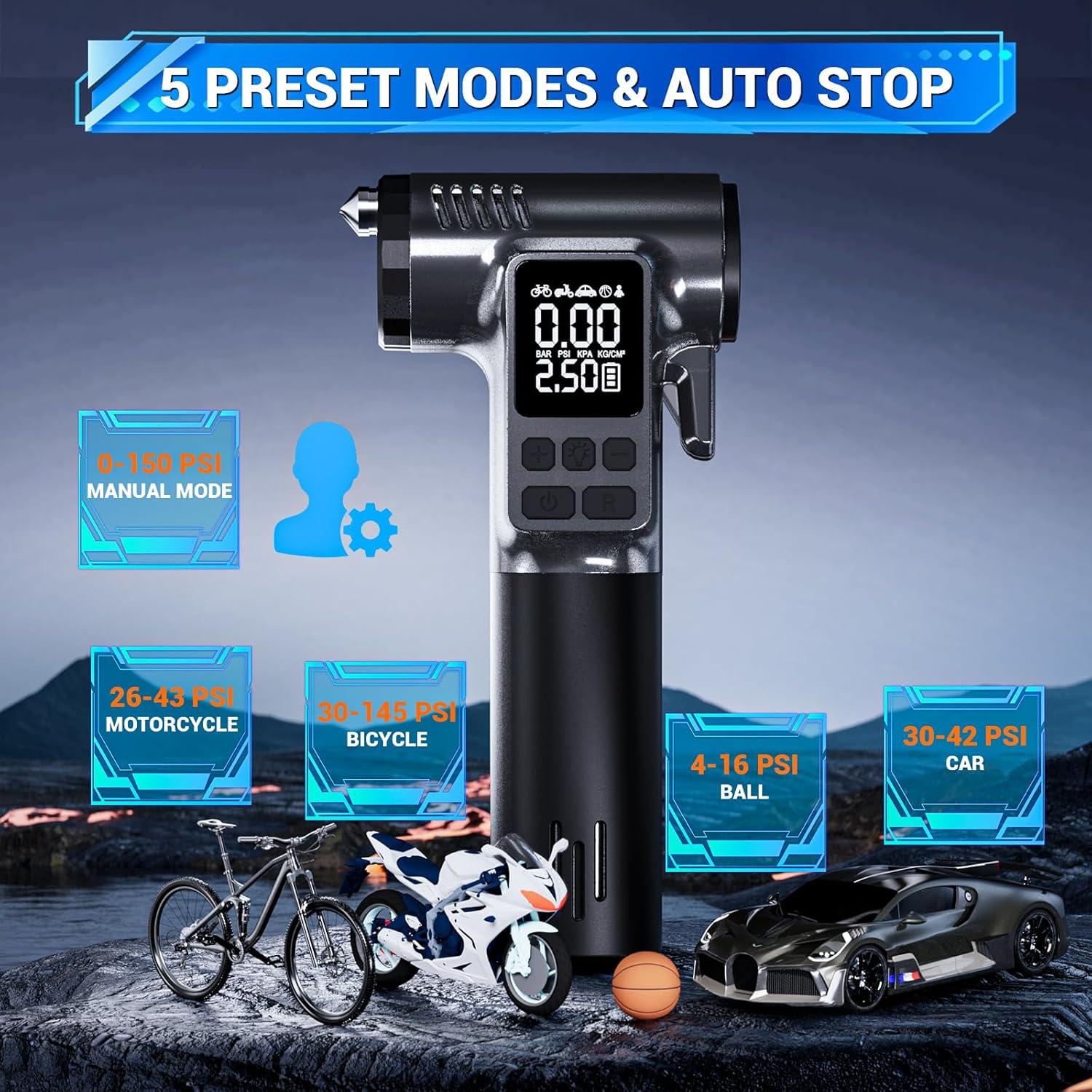 Compresor de Aire Portátil WINWEND ST-5529C 180 PSI 15500mAh