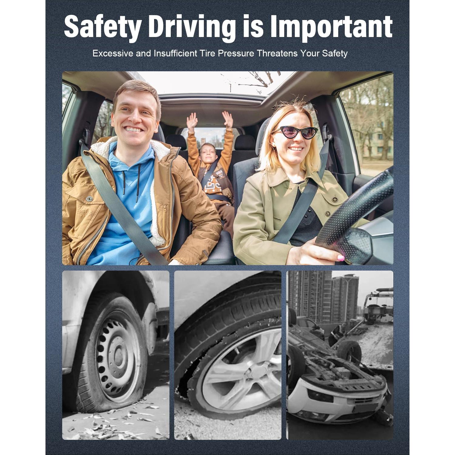 Medidor Digital de Presión de Neumáticos AUTDER 3-en-1 Amarillo