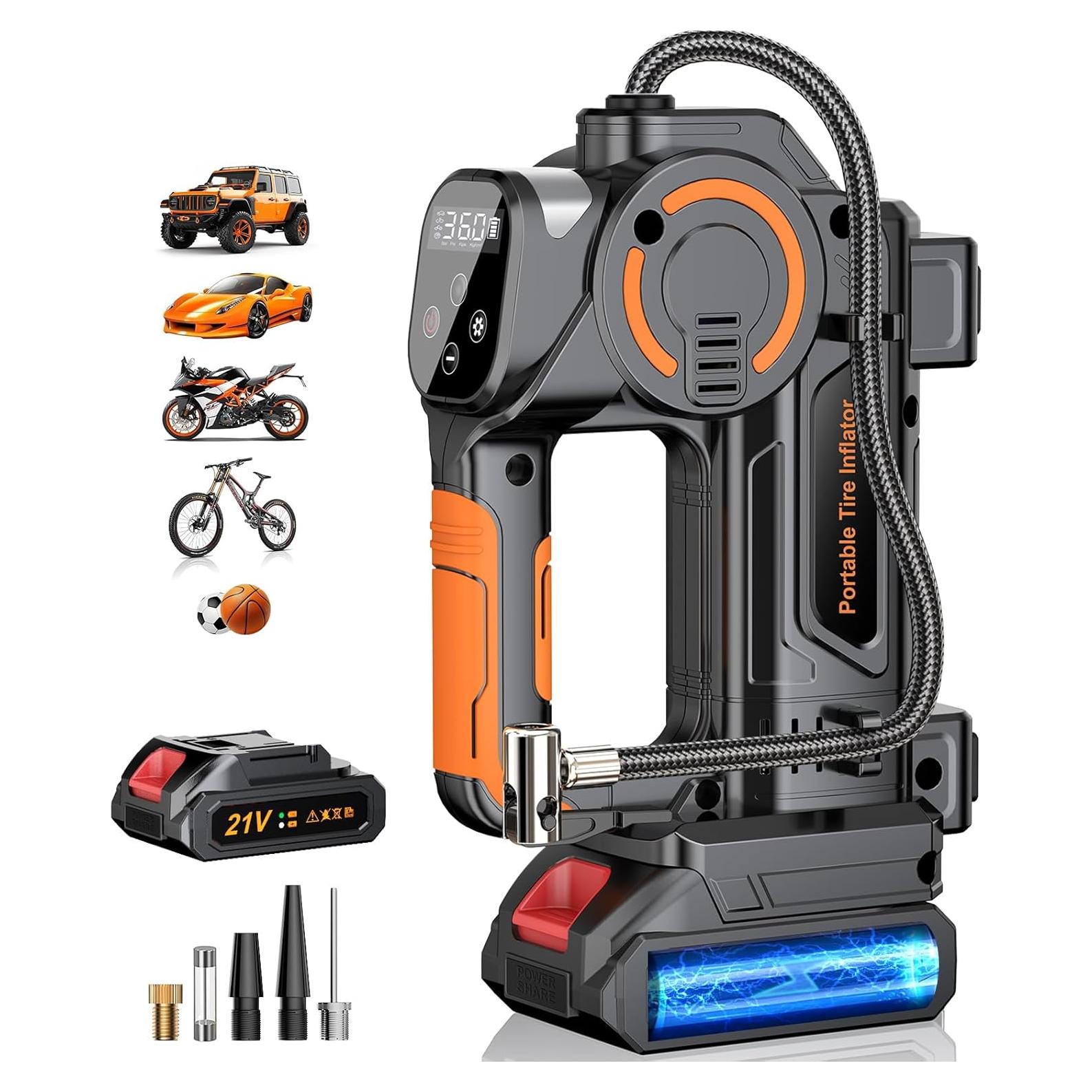 Compresor de Aire Portátil ZOPOM HS-08 160 PSI 21V con Linterna LED