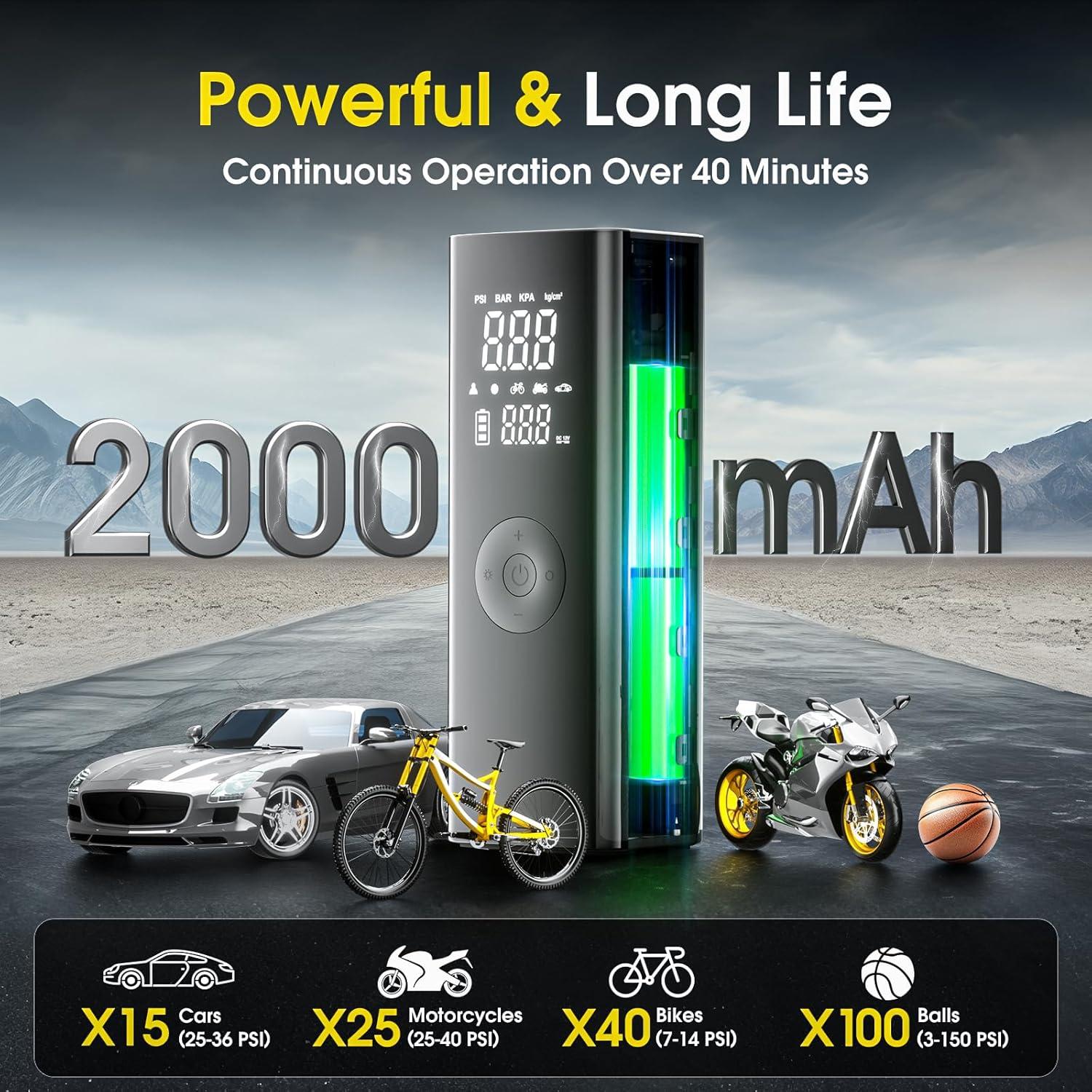 Compresor de Aire Portátil FLYKID T2250 150 PSI Batería 20000mAh