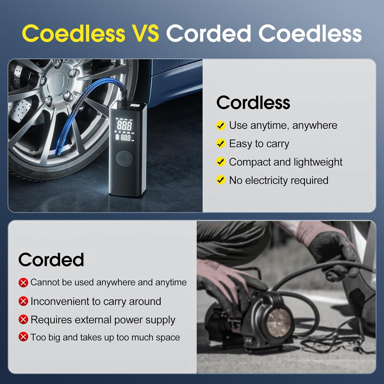 Compresor de Aire Portátil FLYKID T2250 150 PSI Batería 20000mAh