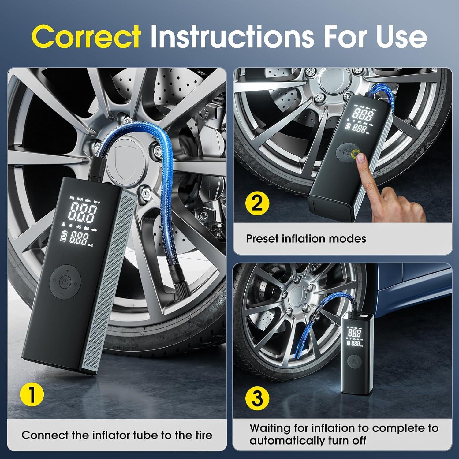 Compresor de Aire Portátil FLYKID T2250 150 PSI Batería 20000mAh