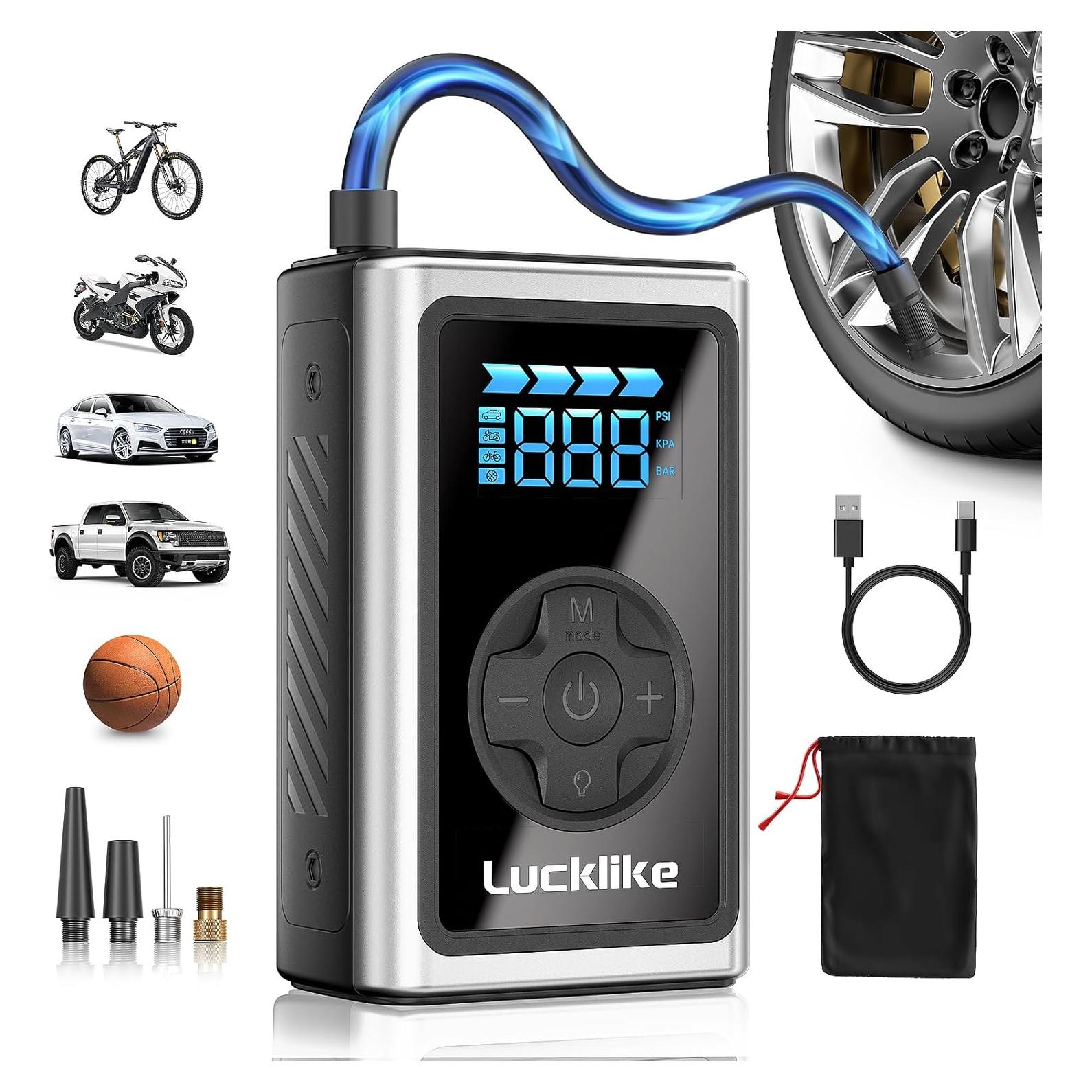 Inflador de Neumáticos Portátil Lucklike 150 PSI con Manómetro