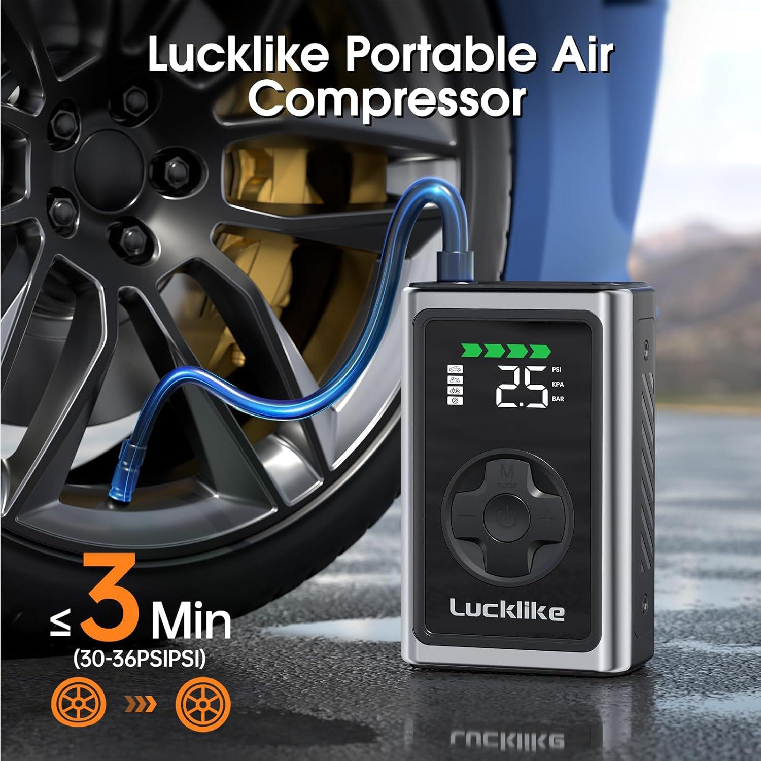Inflador de Neumáticos Portátil Lucklike 150 PSI con Manómetro