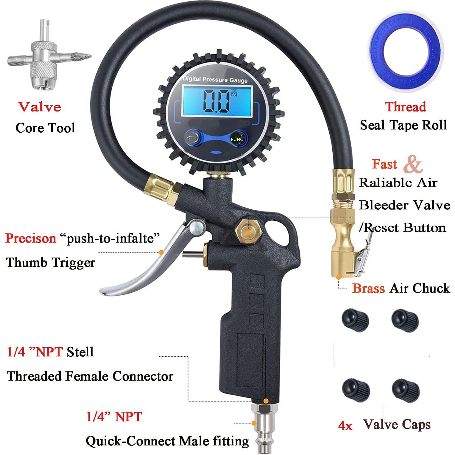 Medidor Digital de Presión de Neumáticos Pinkjoy 250 PSI