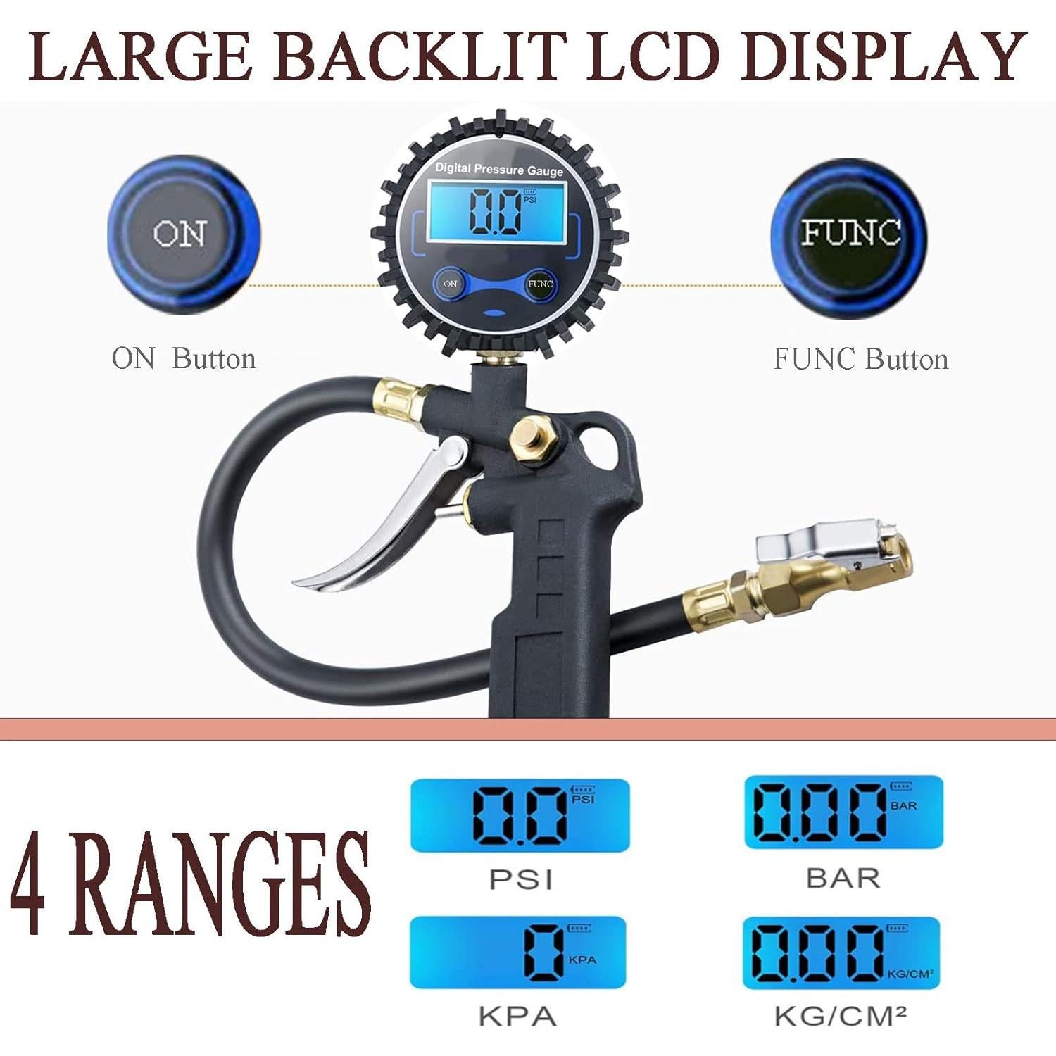 Medidor Digital de Presión de Neumáticos Pinkjoy 250 PSI
